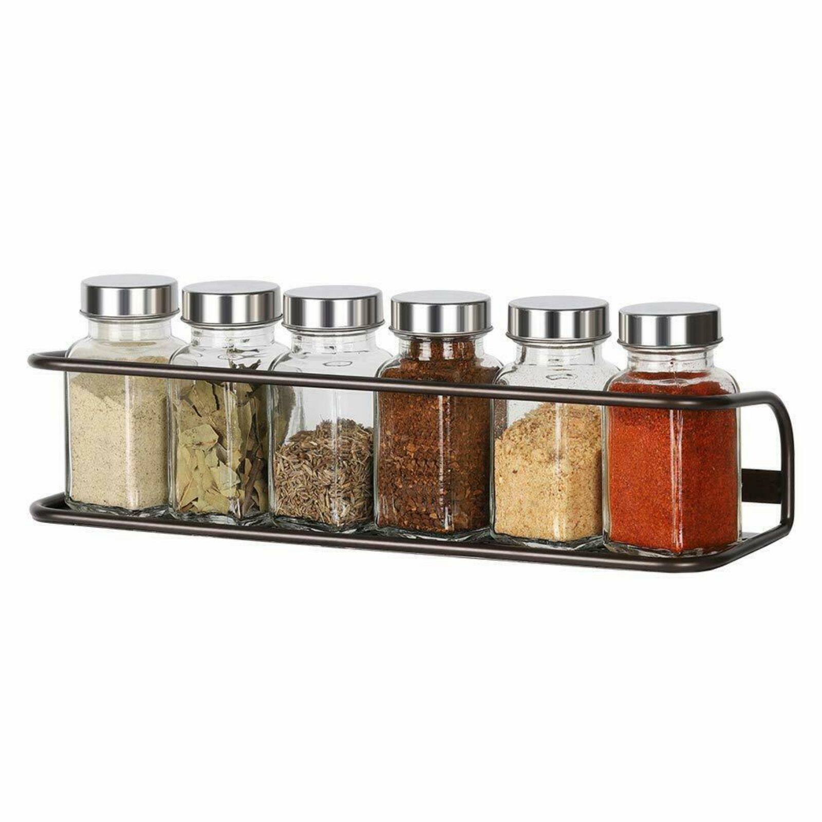 NEX™ Brown Wall-Mount Metal Spice Racks with Guard Rail, 4ct.