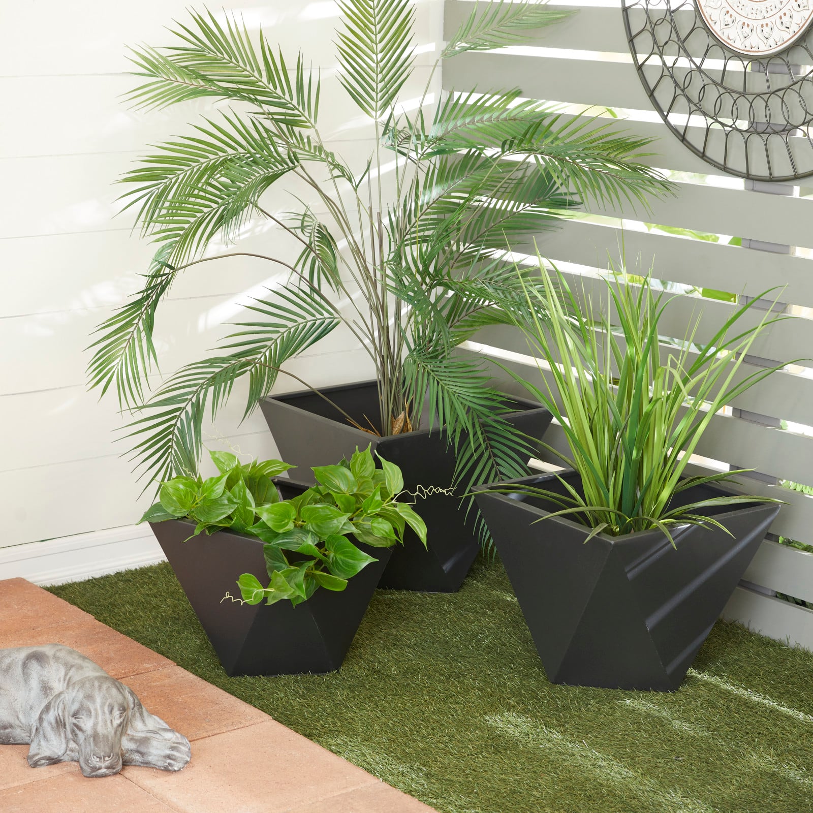 Grey Modern Planter, Set of 3" 18", 16", 15"