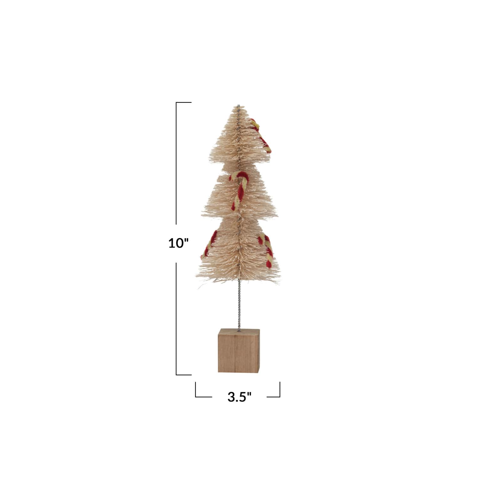 Hello Honey® Natural Sisal Bottle Brush Tree with Chenille Candy Cane & Wood Base