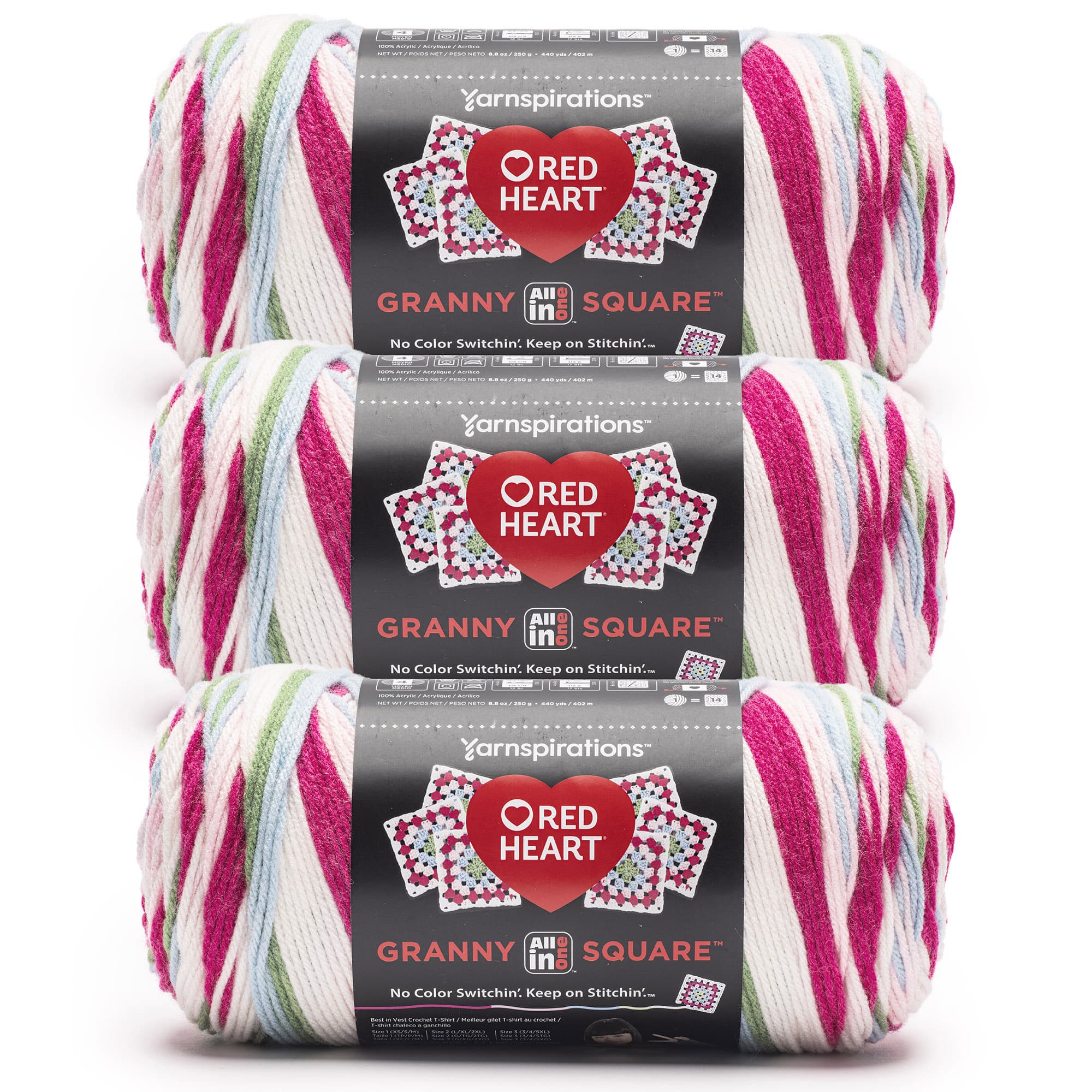 3 Pack Red Heart® All in One™ Granny Square™ Yarn