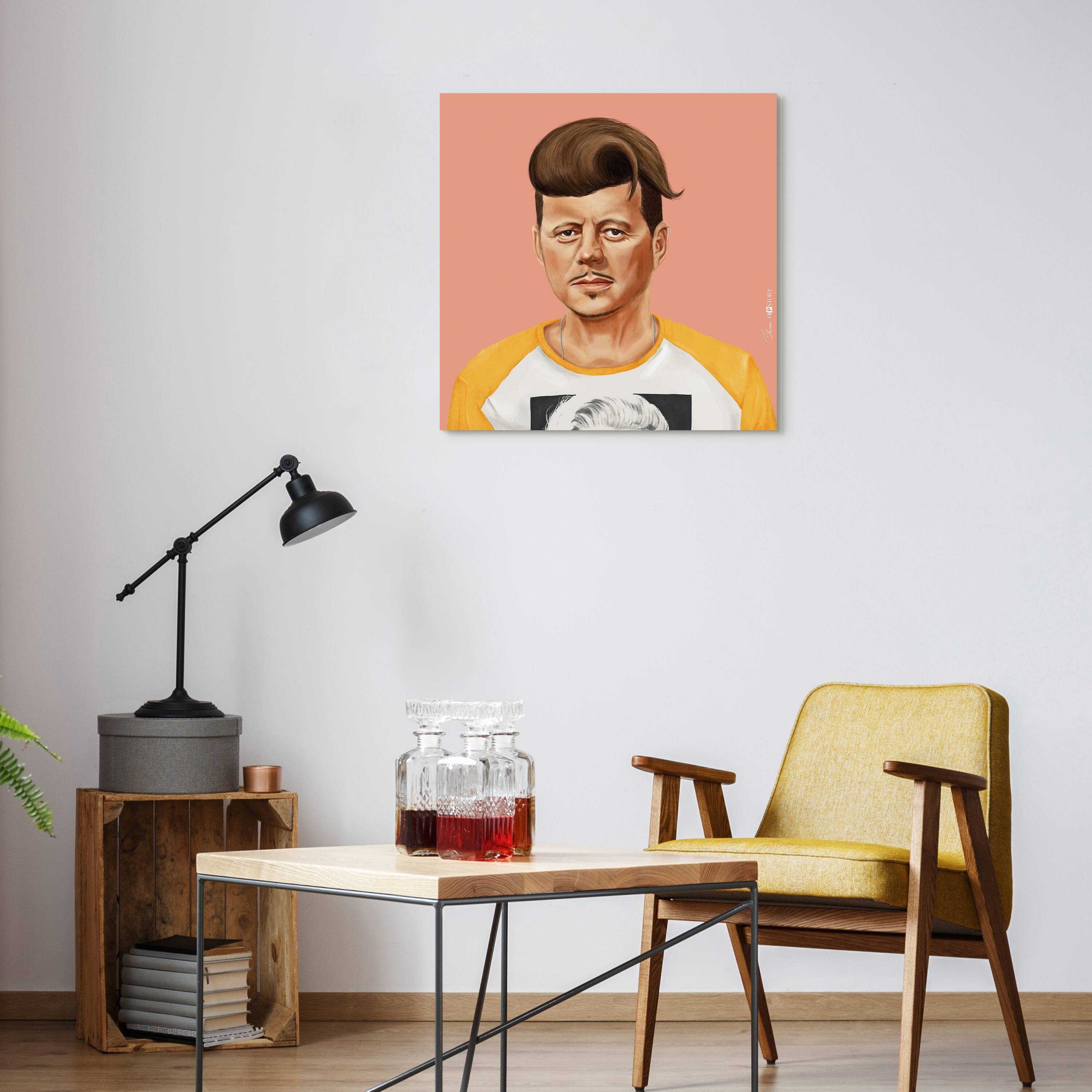 Empire Art Direct Hipstory™ 24" x 24" Hip John Kennedy Frameless Free Floating Printed Tempered Glass Wall Art