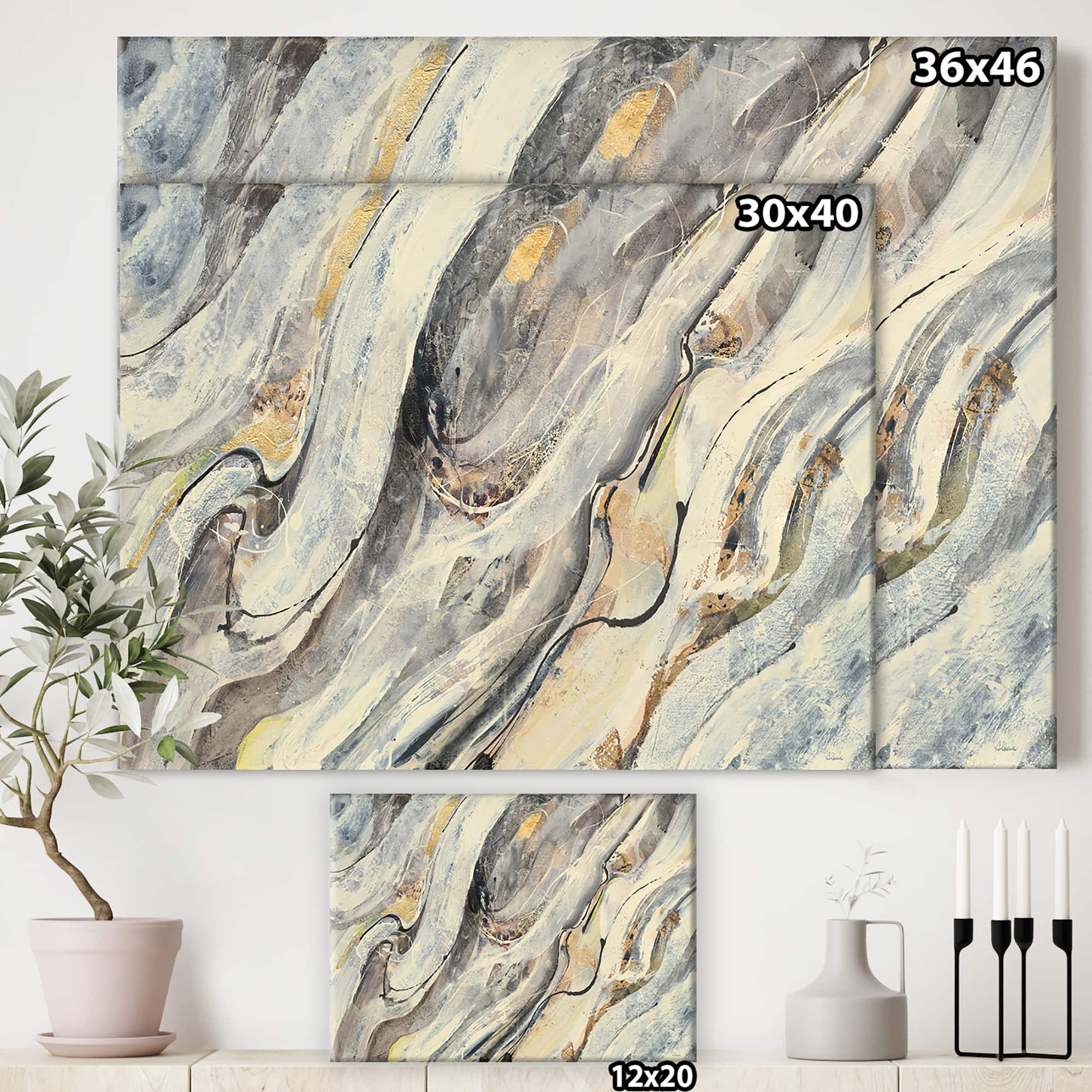Designart - Glam Golden Falls