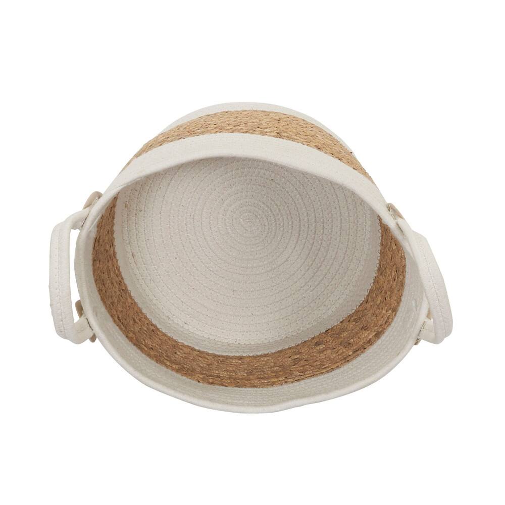 Household Essentials 9.5" White & Natural Corn & Hyacinth Wicker Basket