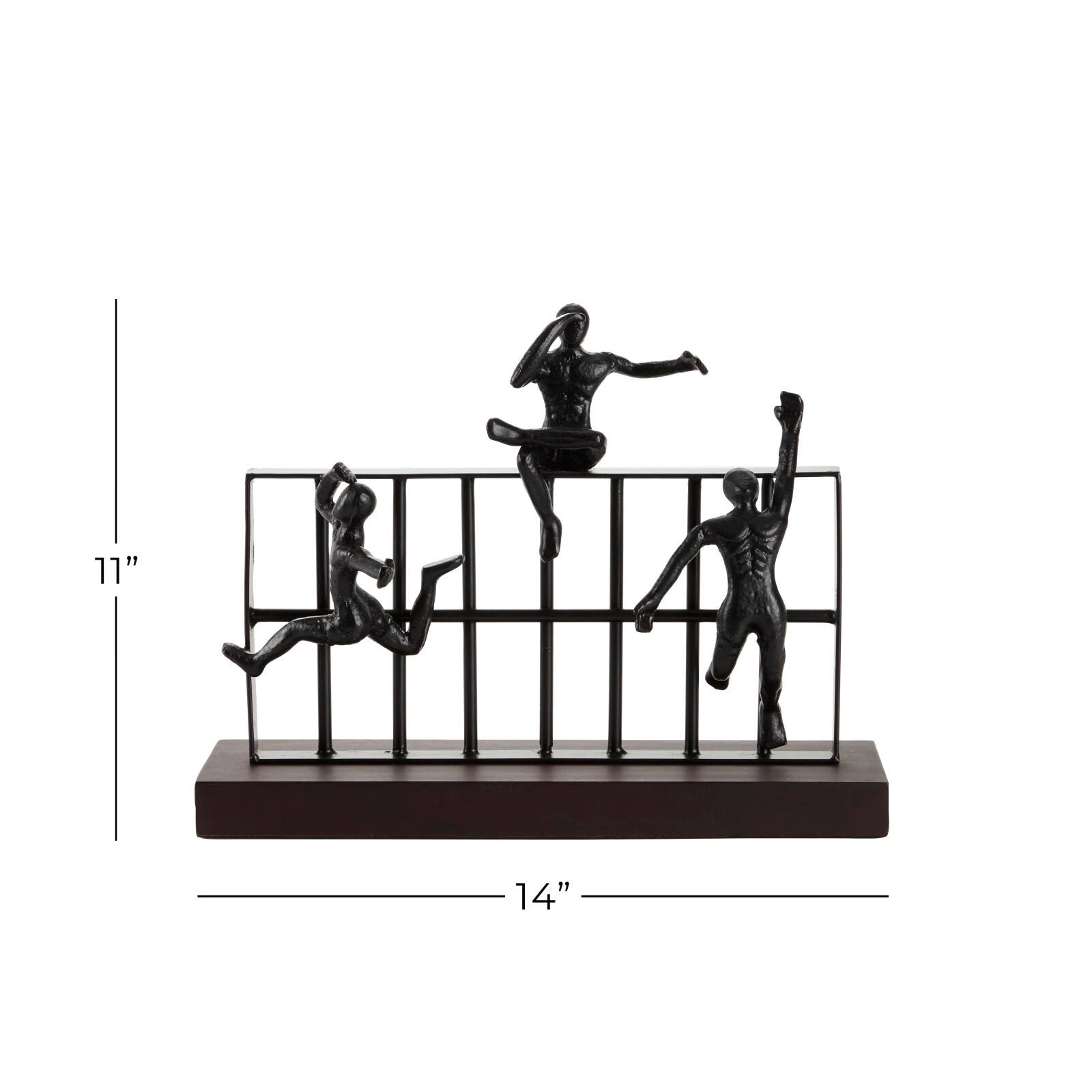 Black Metal Contemporary Sculpture, Climbing 10" x 14" x 9"