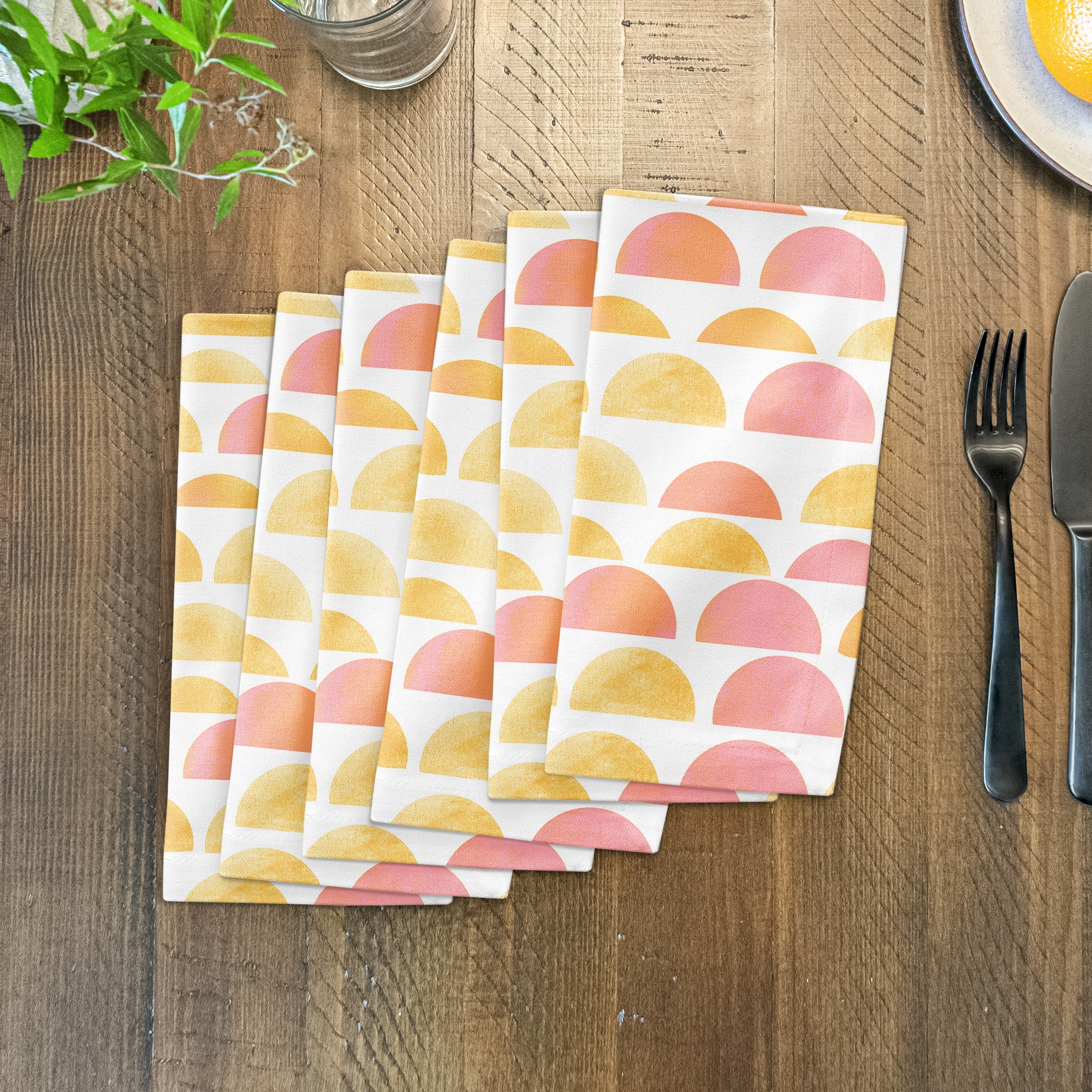 Half Circle Pattern 10" x 10" Cotton Twill Napkin