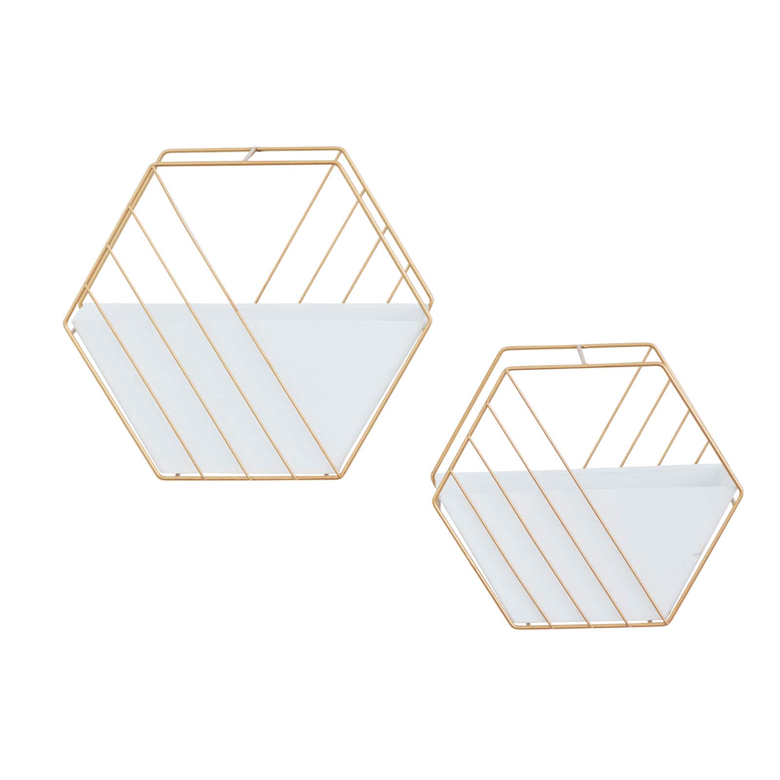 CosmoLiving by Cosmopolitan Set of 2 White Iron Contemporary Planter, 10" x 12" x 5"