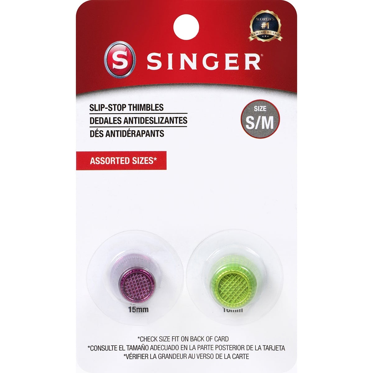 SINGER® Metallic Small & Medium Slip-Stop Thimble Set