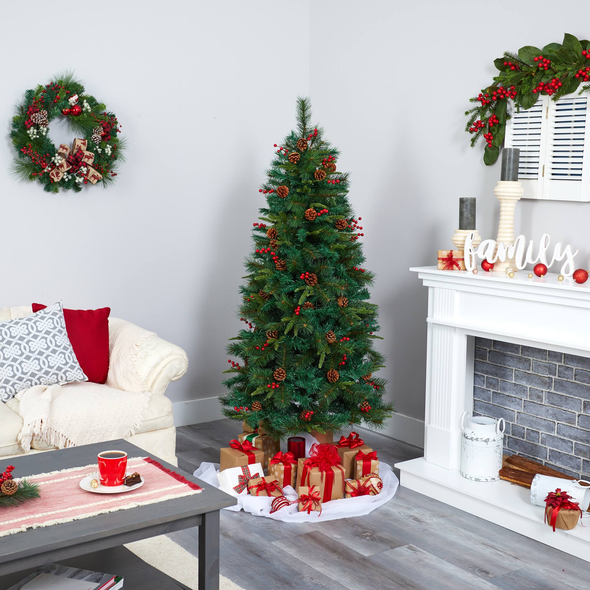 6ft. Pre-Lit Mixed Pine Artificial Christmas Tree, Clear LED Lights