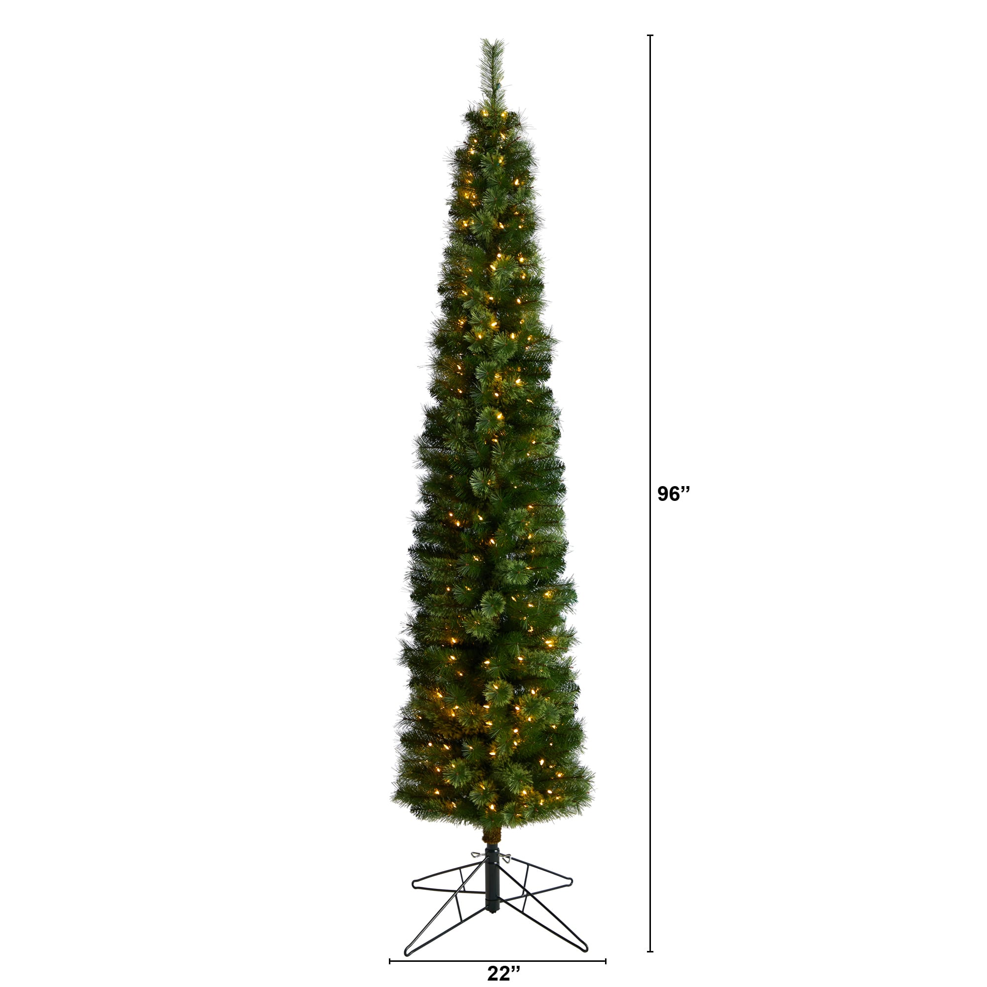 8ft. Pre-Lit Green Pine Artificial Christmas Tree, Clear LED Lights