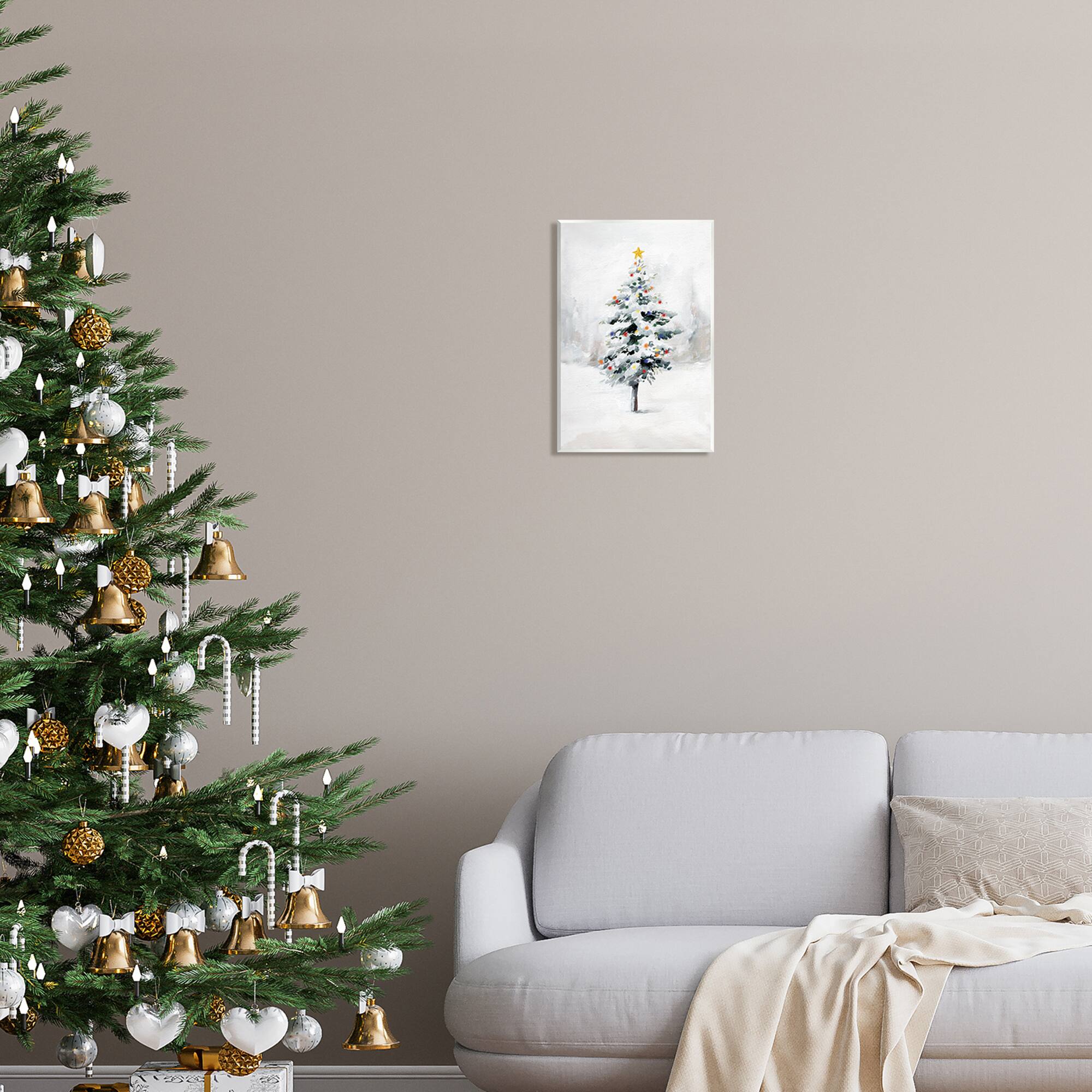 Stupell Industries Snowy Christmas Tree Landscape Wall Plaque Art