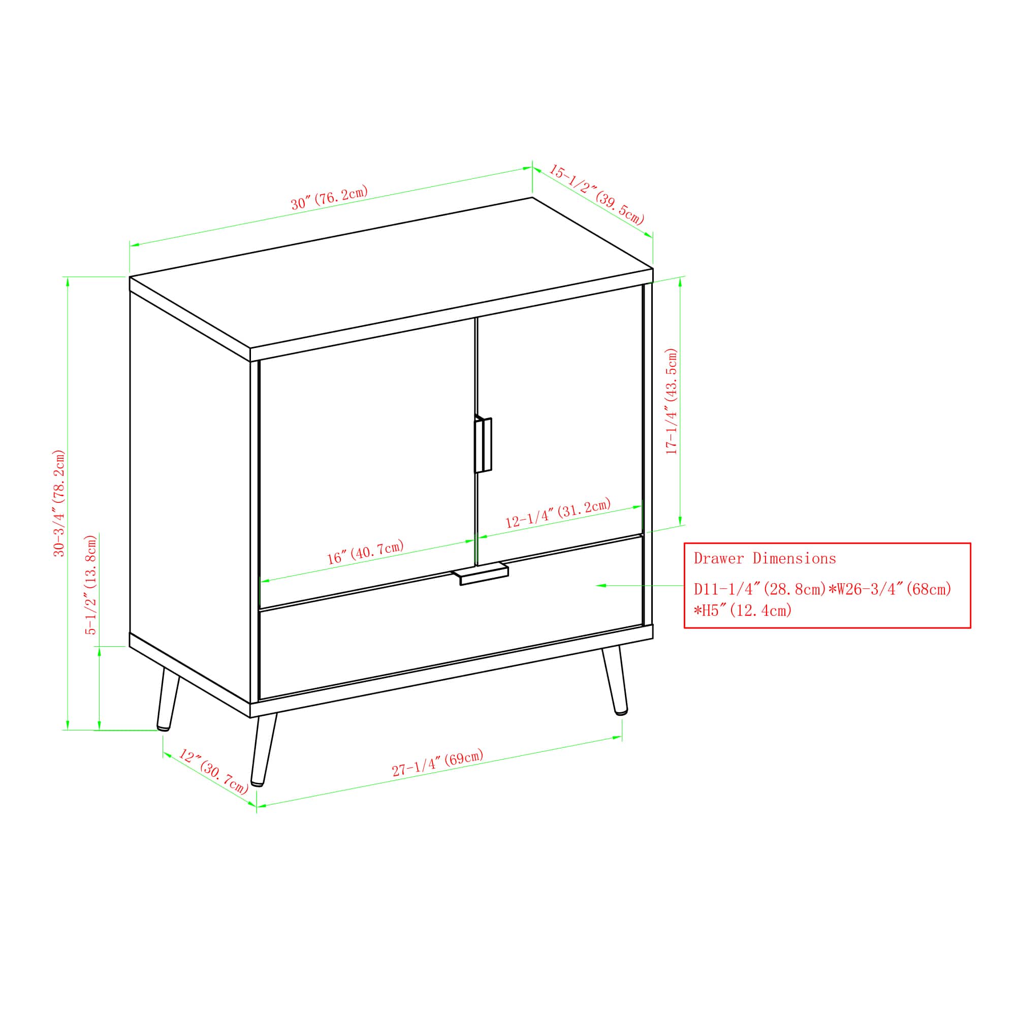 Walker Edison Dark Walnut 2 Door Accent Cabinet