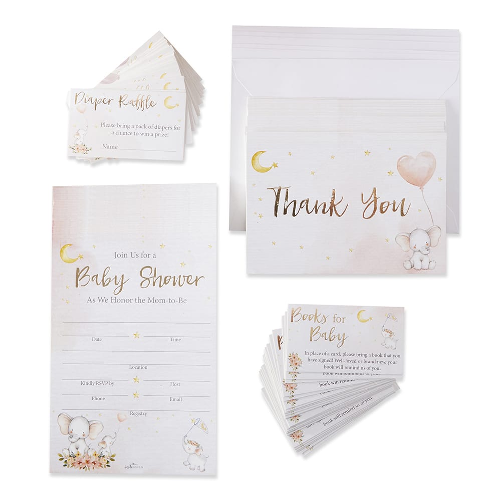 Kate Aspen® Pink Elephant Baby Shower Invitation & Thank You Card Bundle