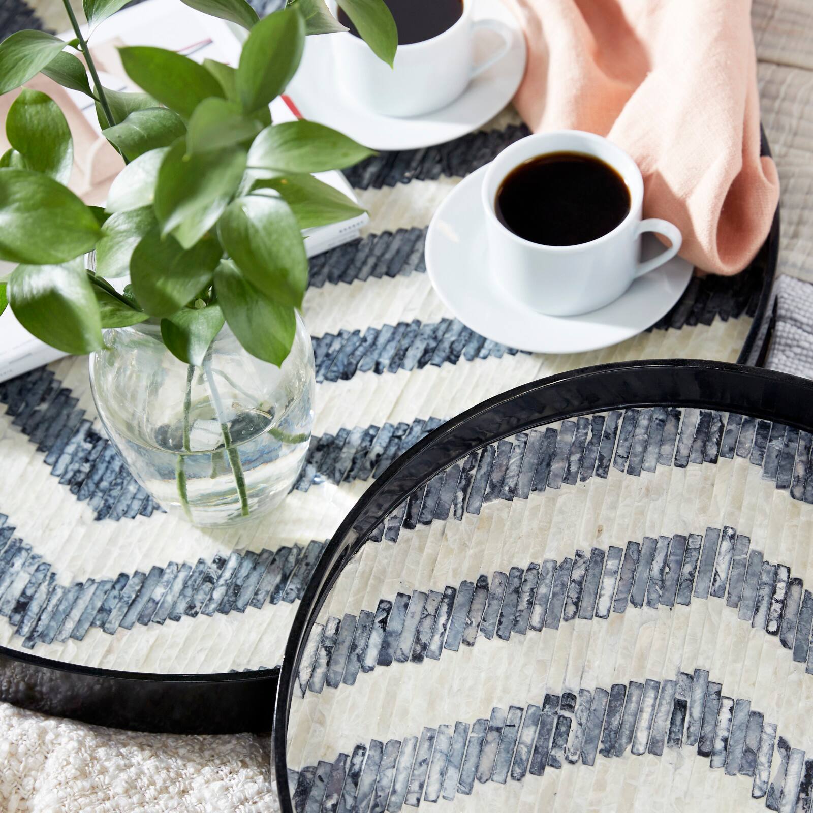 Black Mother of Pearl Modern Tray Set