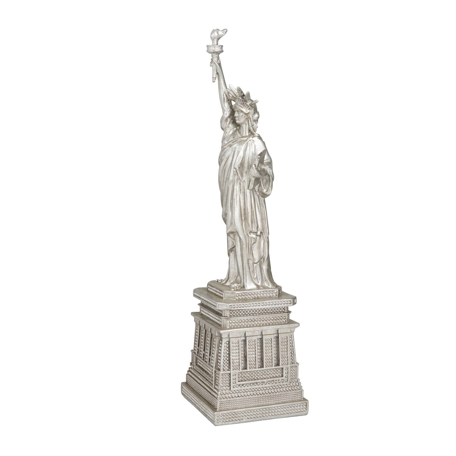 Silver Polystone Traditional Sculpture, 17" x 5" x 5"
