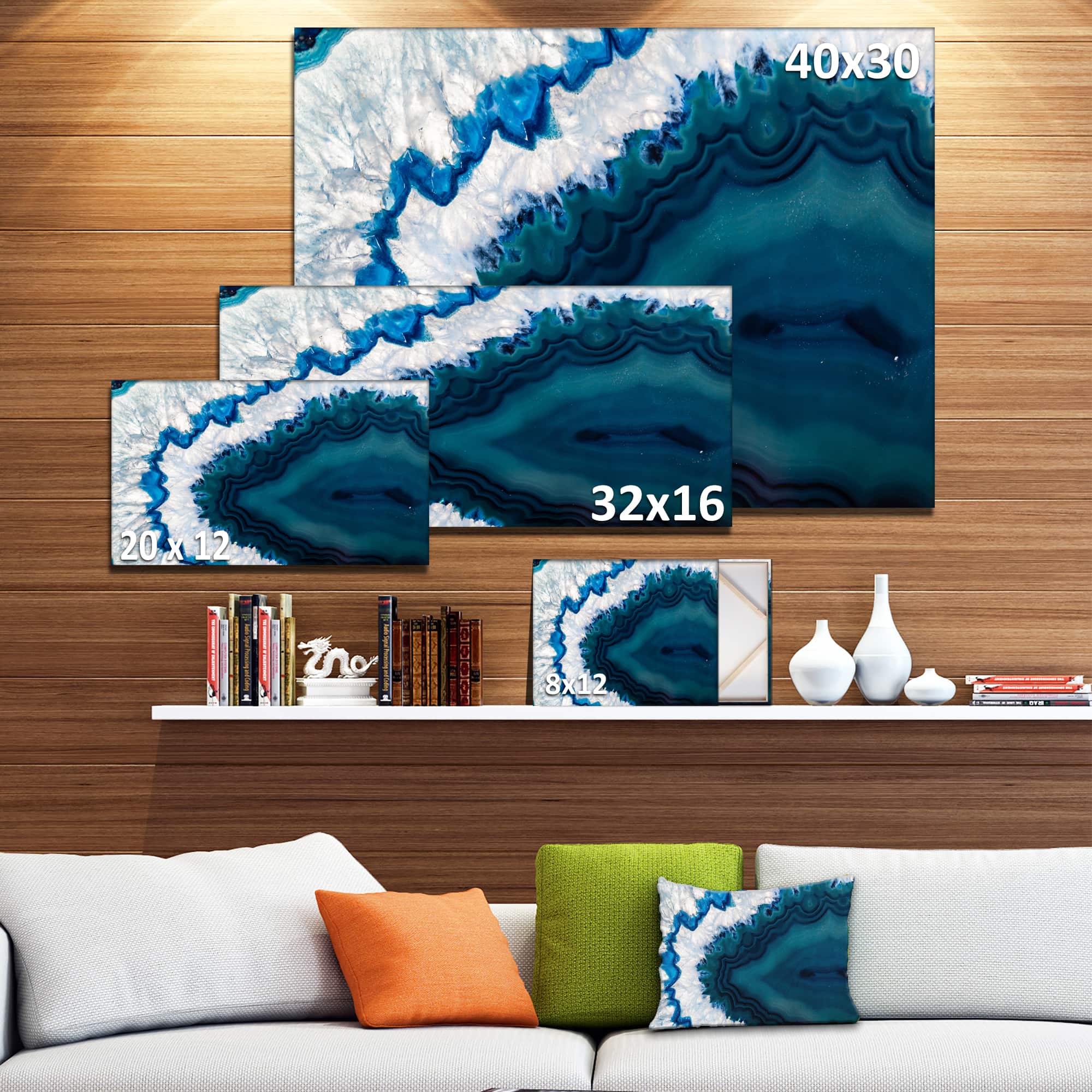 Designart - Blue Brazilian Geode - Abstract Canvas Wall Art Print