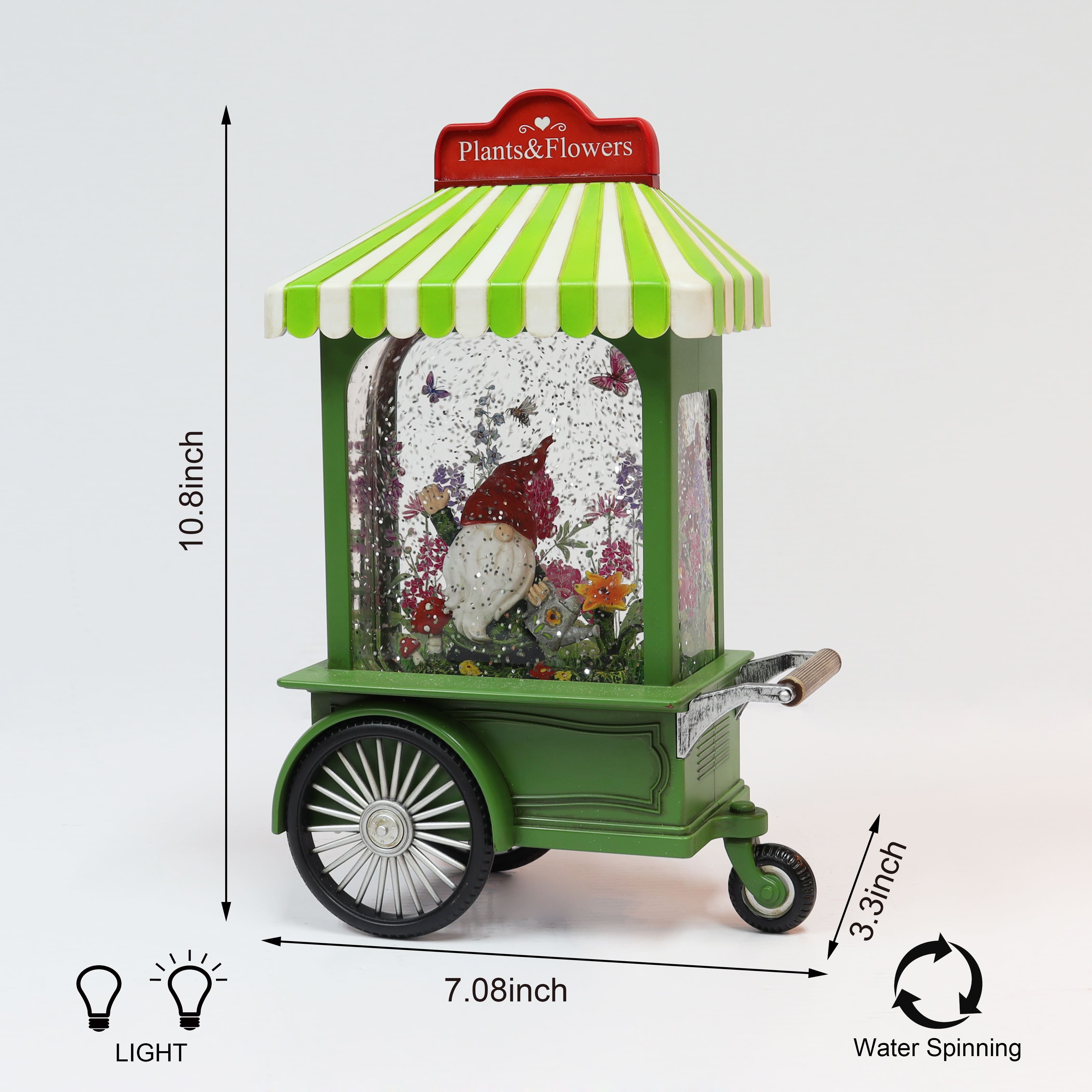 Moments in Time 10.8" Acrylic Cart Gnome Décor