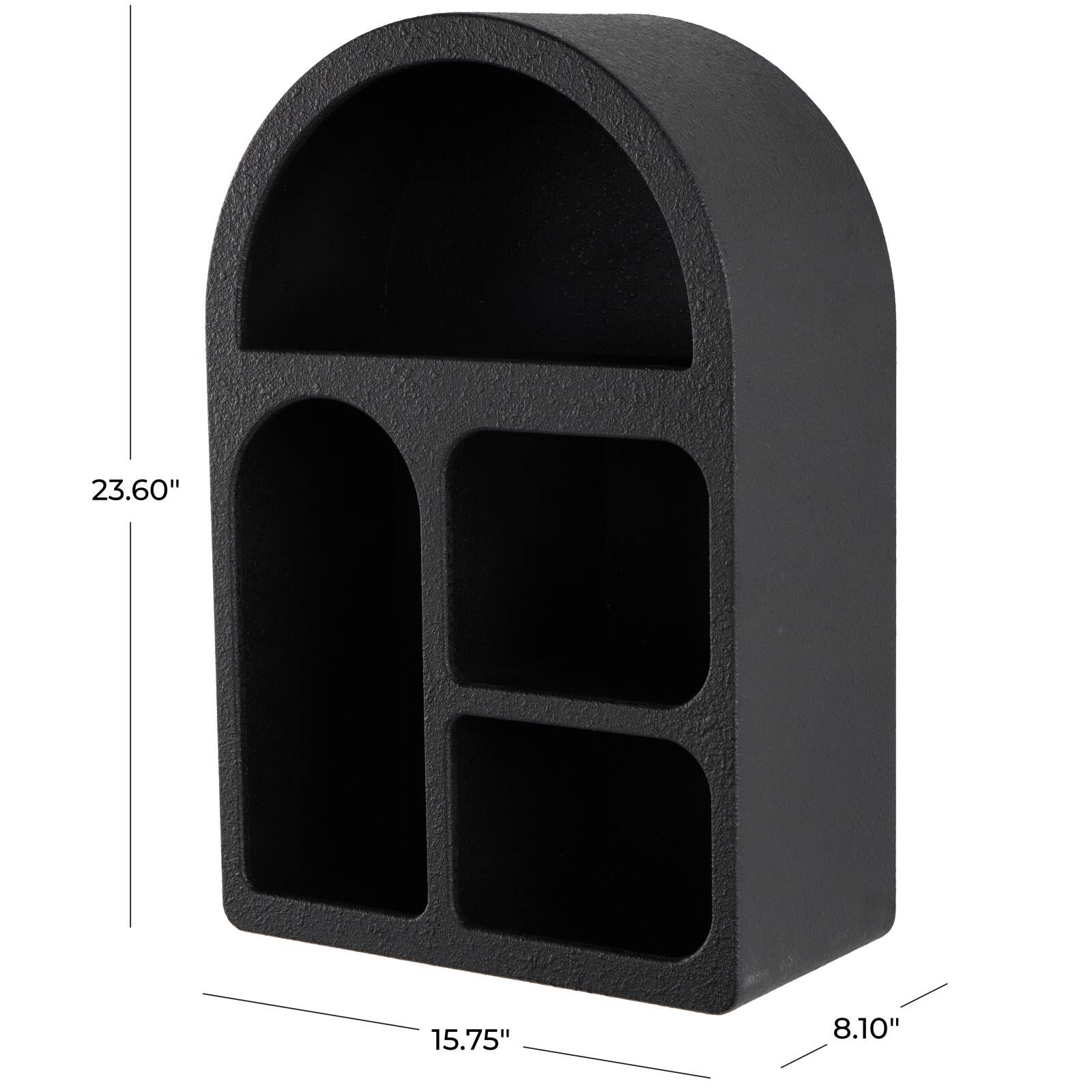 16" x 24" Black Wood Geometric 4 Wall Shelf