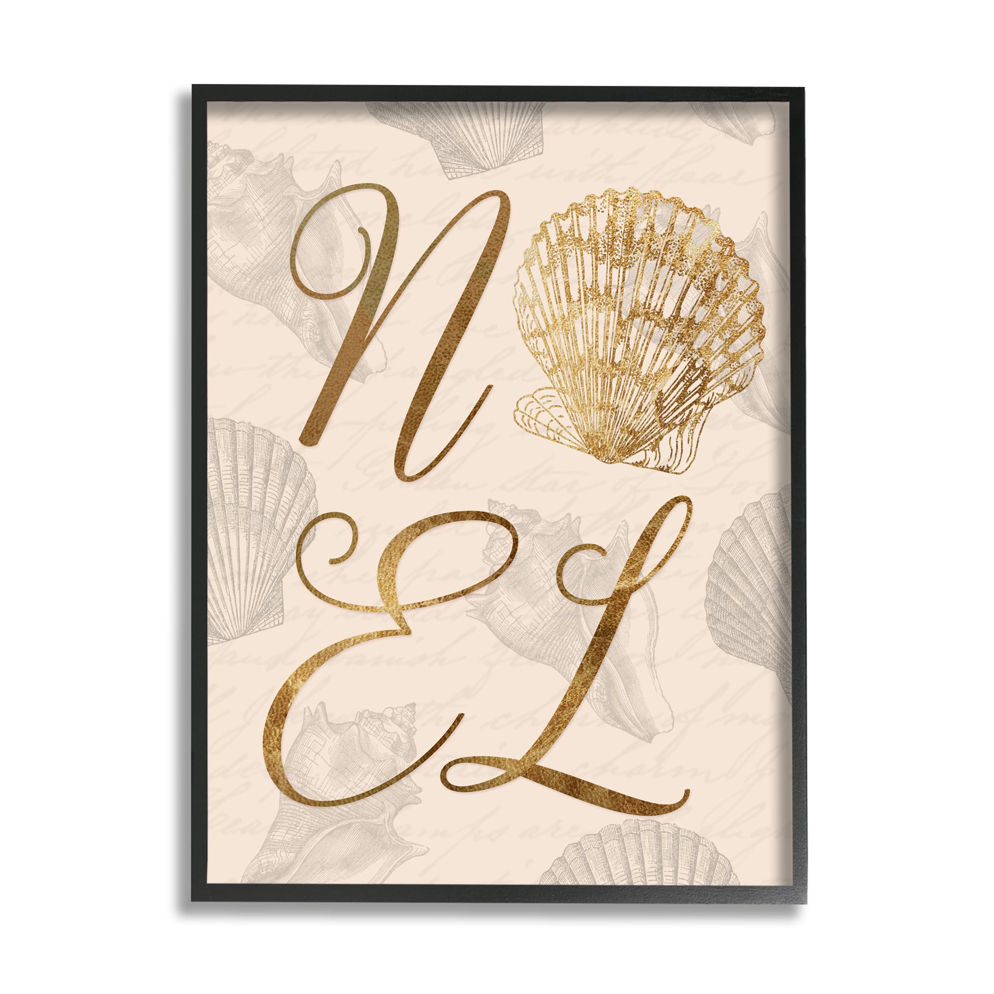 Stupell Industries Noel Holiday Seashell Detail Framed Giclee Art