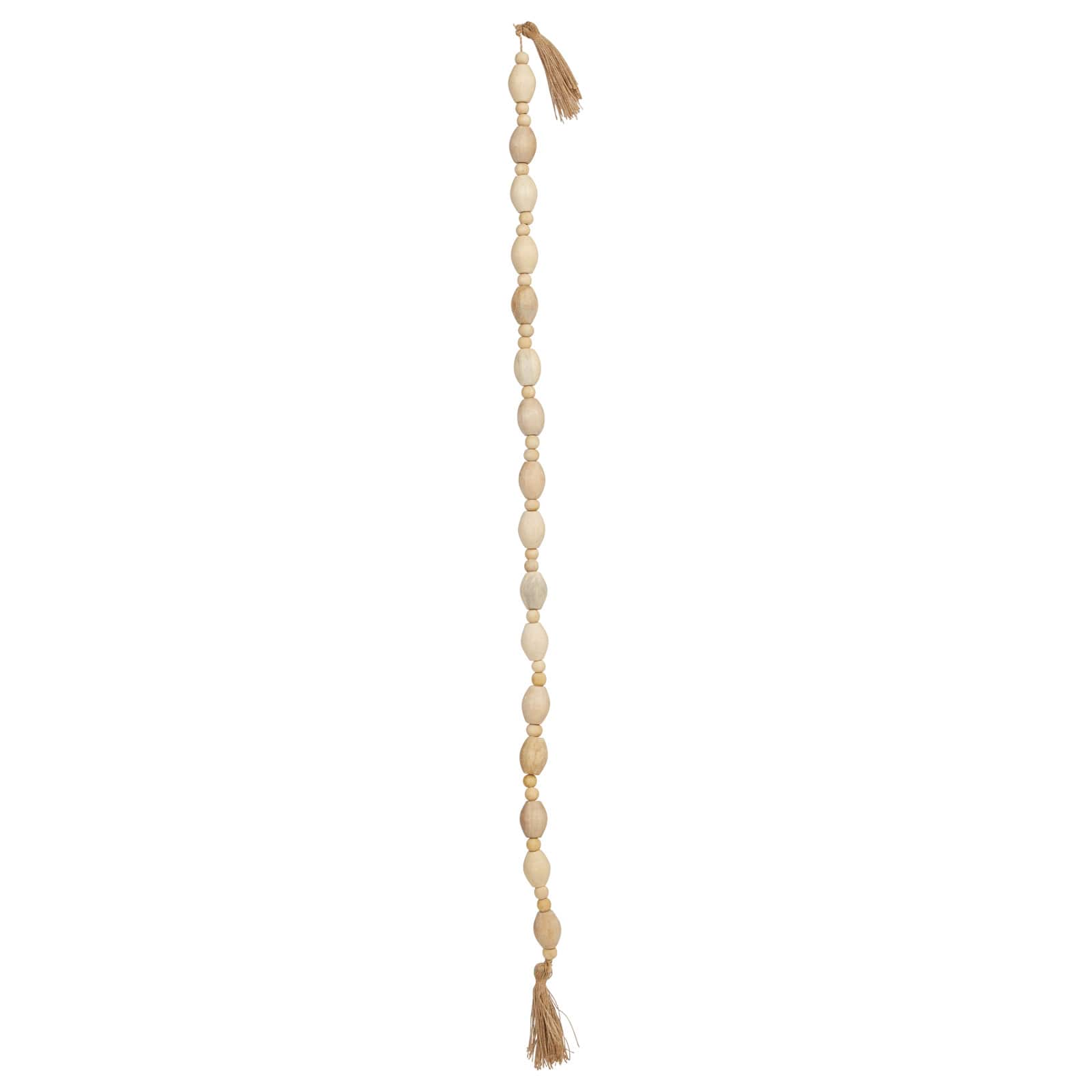 Hello Honey® 60" Mango Wood Bead Garland with Jute Tassels