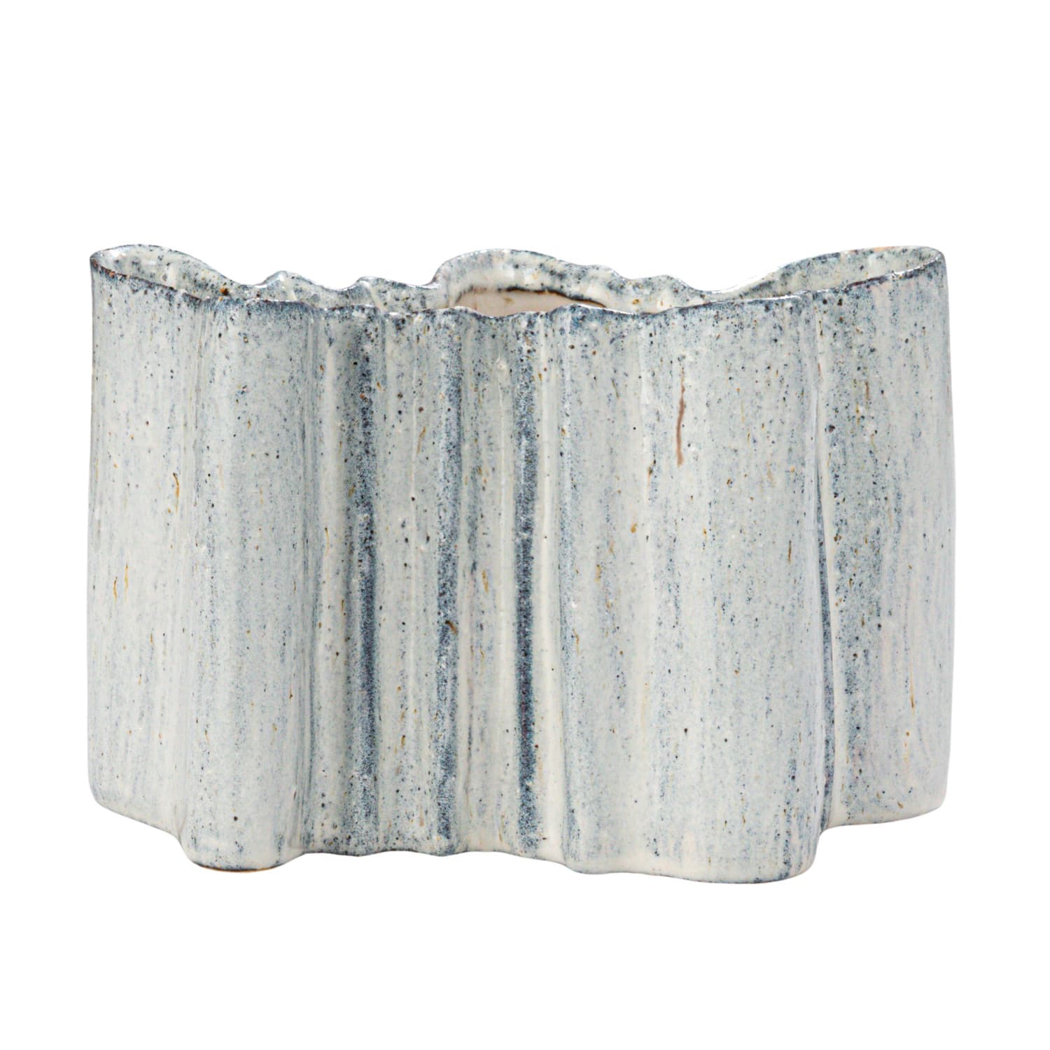 Hello Honey® 8.75" White Organic Stoneware Vase with Reactive Glaze