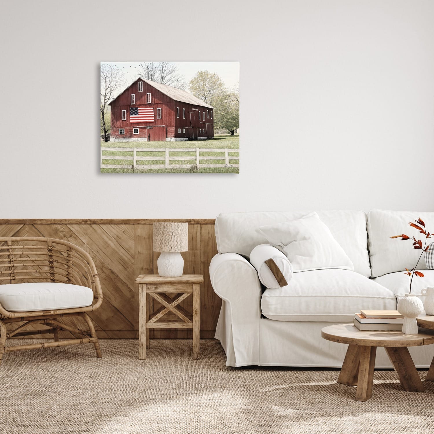 Stupell Industries Patriotic Barn Flag Canvas Wall Art