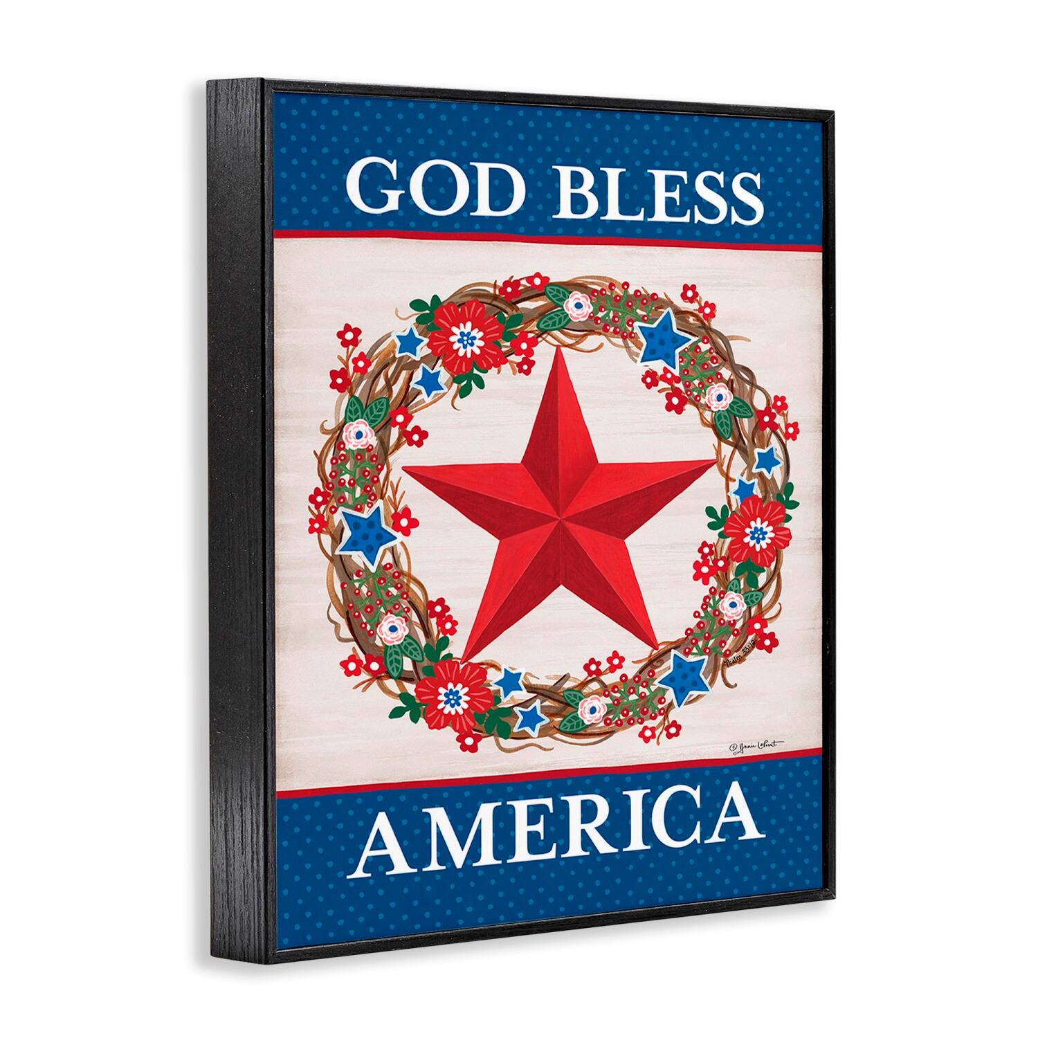 Stupell Industries God Bless America Wreath Framed Giclee Art