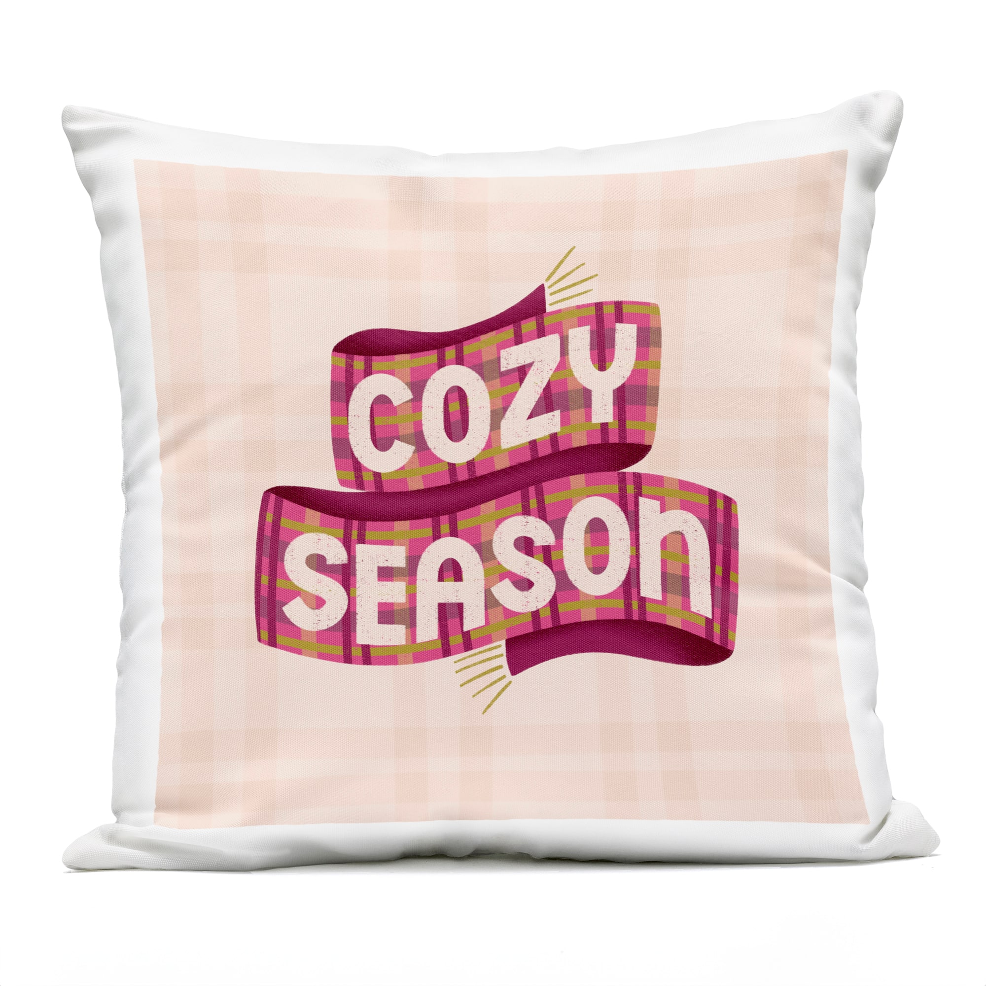 Stupell Industries Cozy Season Scarf on Plaid Outdoor Printed Pillow