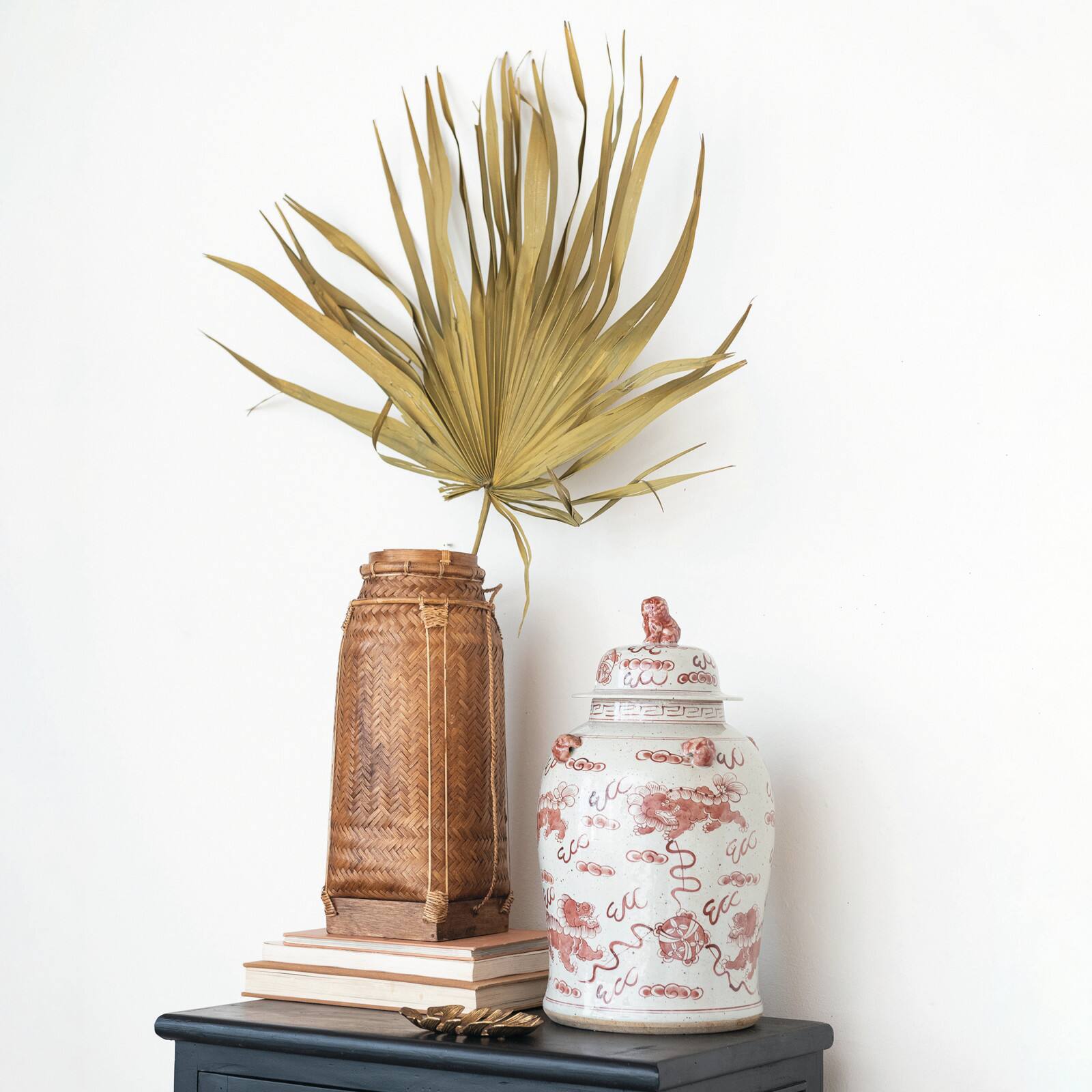 Hello Honey® 19" Natural Artisanal Bamboo & Rattan Lidded Container