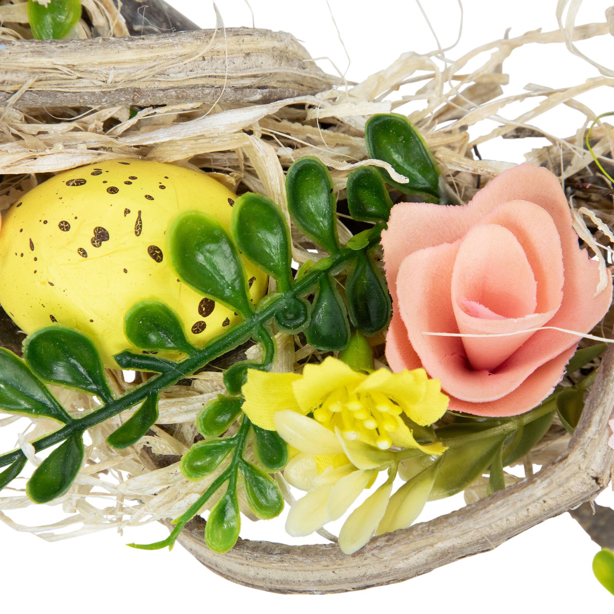12" Flowers & Speckled Eggs Artificial Easter Wreath
