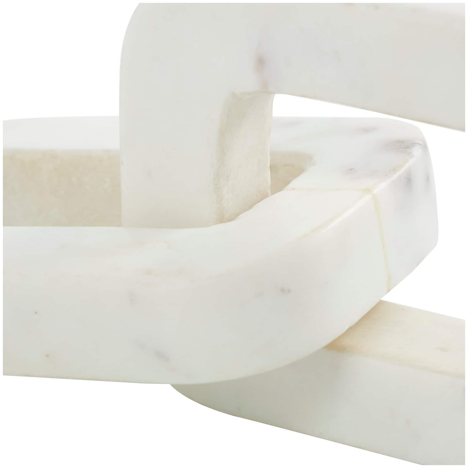 White Marble Geometric 2 Link Chain Sculpture Décor