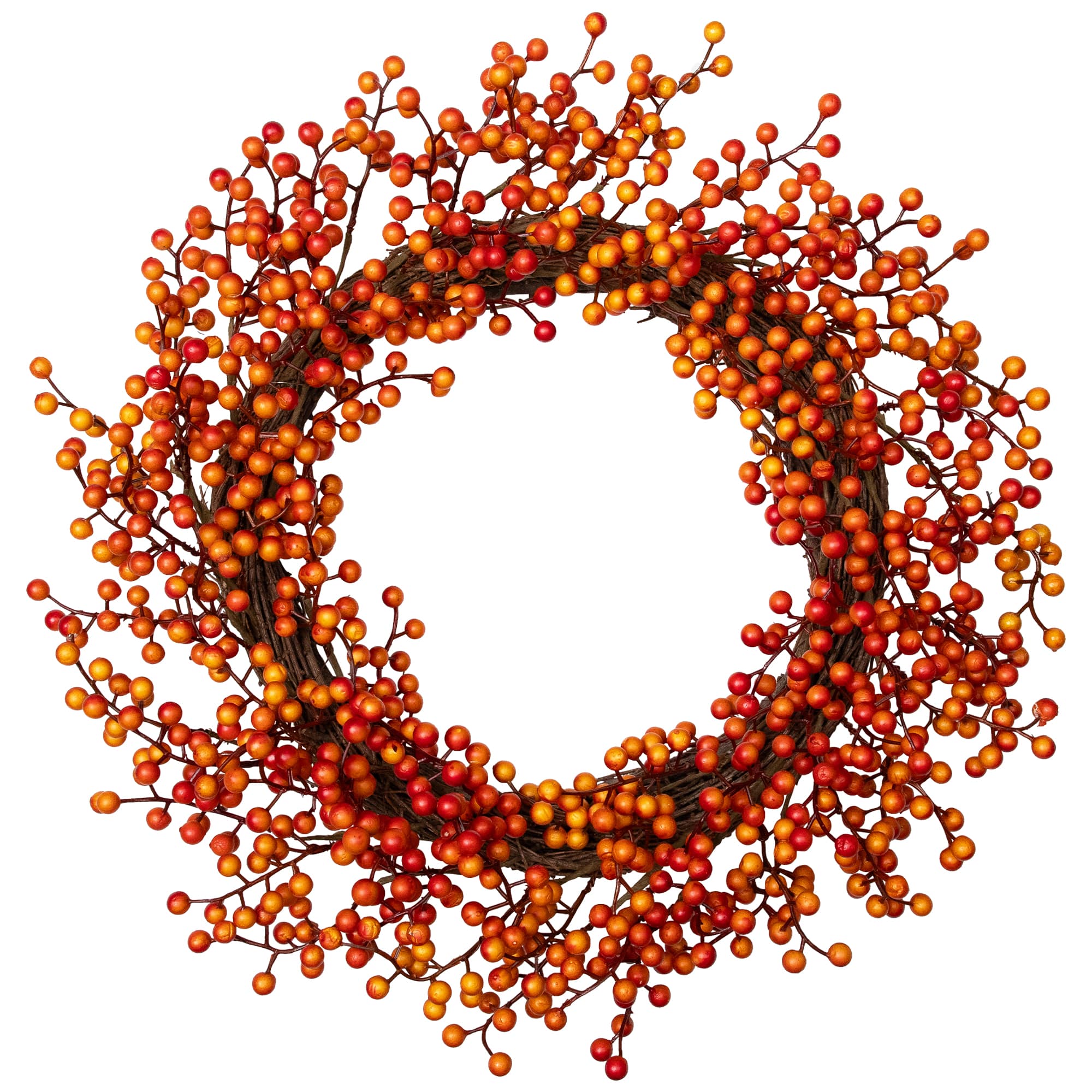 18" Red & Orange Berries Artificial Fall Harvest Twig Wreath