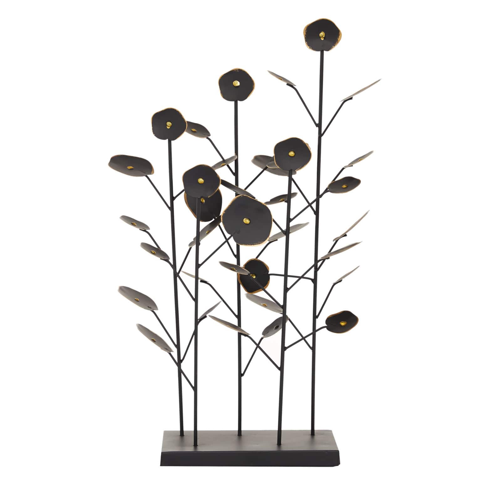 21" Black Metal Contemporary Nature Sculpture