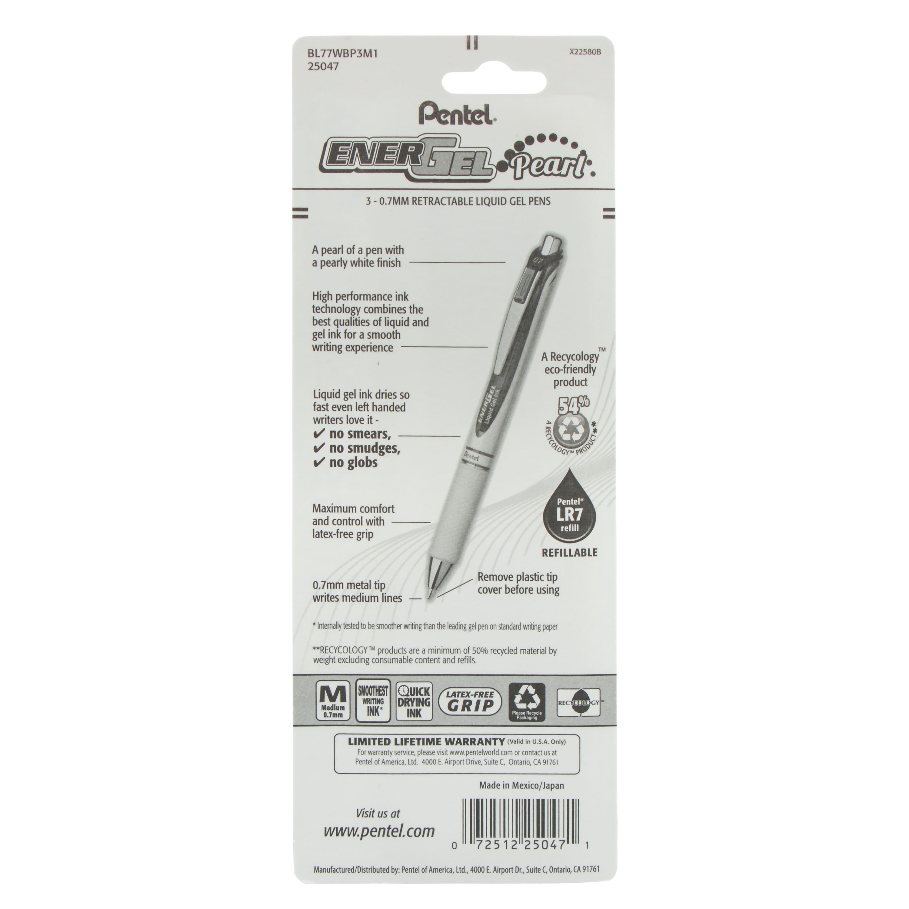 Pentel® EnerGel 0.7mm Assorted Colors Pearl Retractable Liquid Gel Pen Set