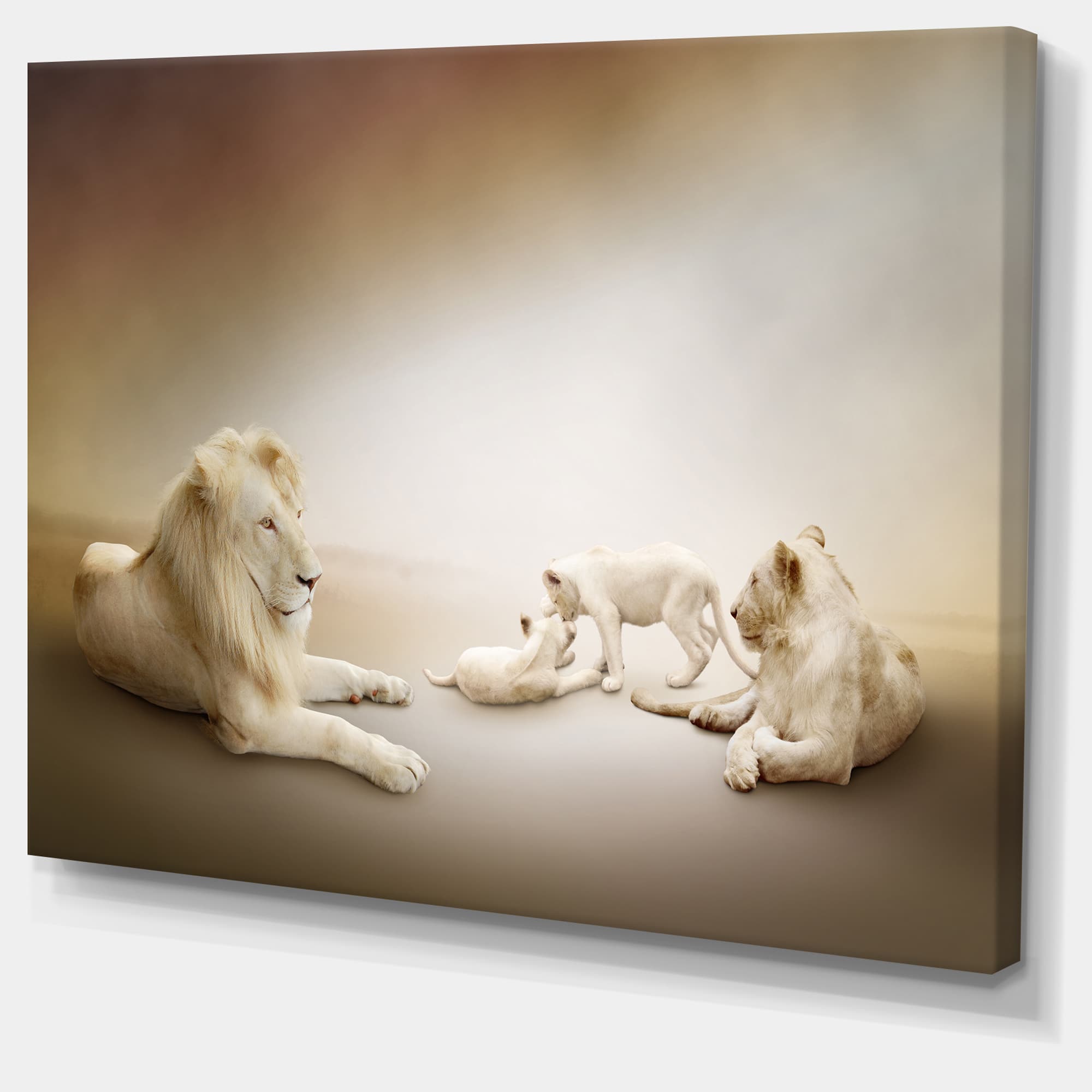Designart - White Lion Family