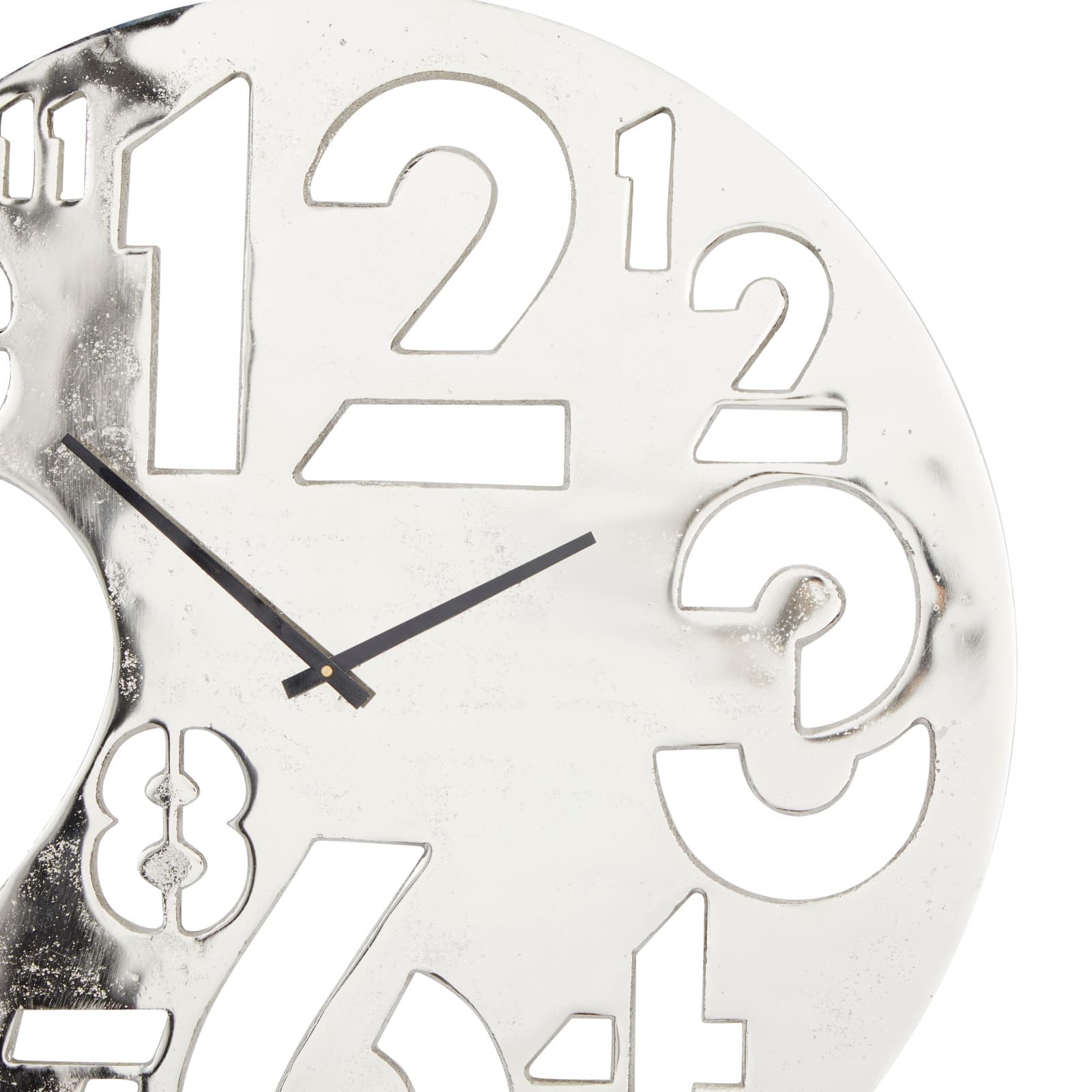 Silver Aluminum Contemporary Wall Clock, 24" x 24" x 2"