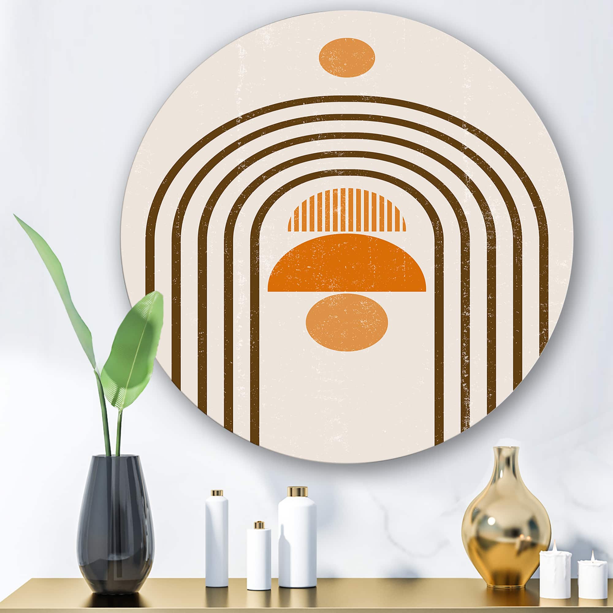 Designart - Abstract Rainbow Sun and Moon In Earth Tones IV