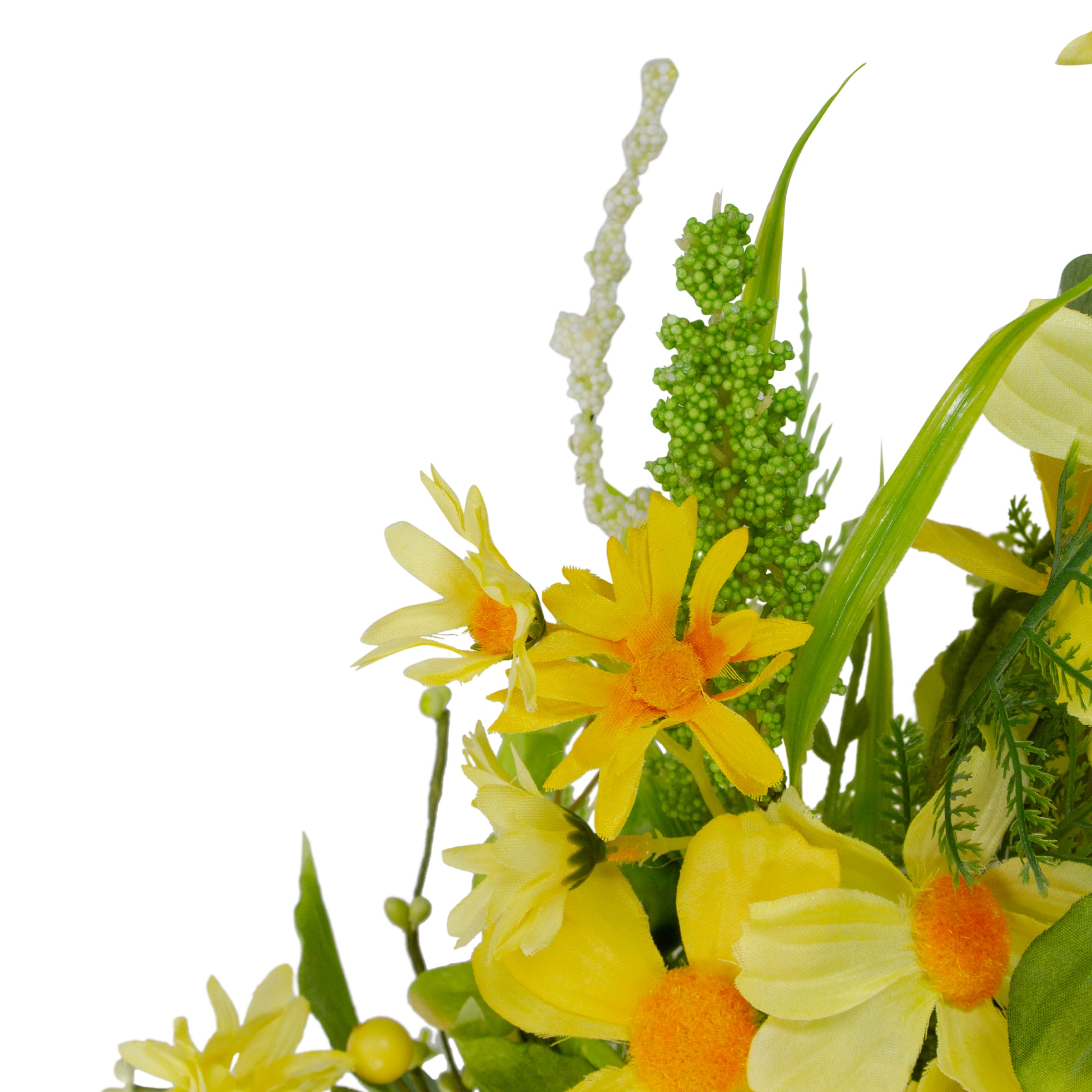 23" Yellow & Green Daisy & Berry Floral Spring Wreath