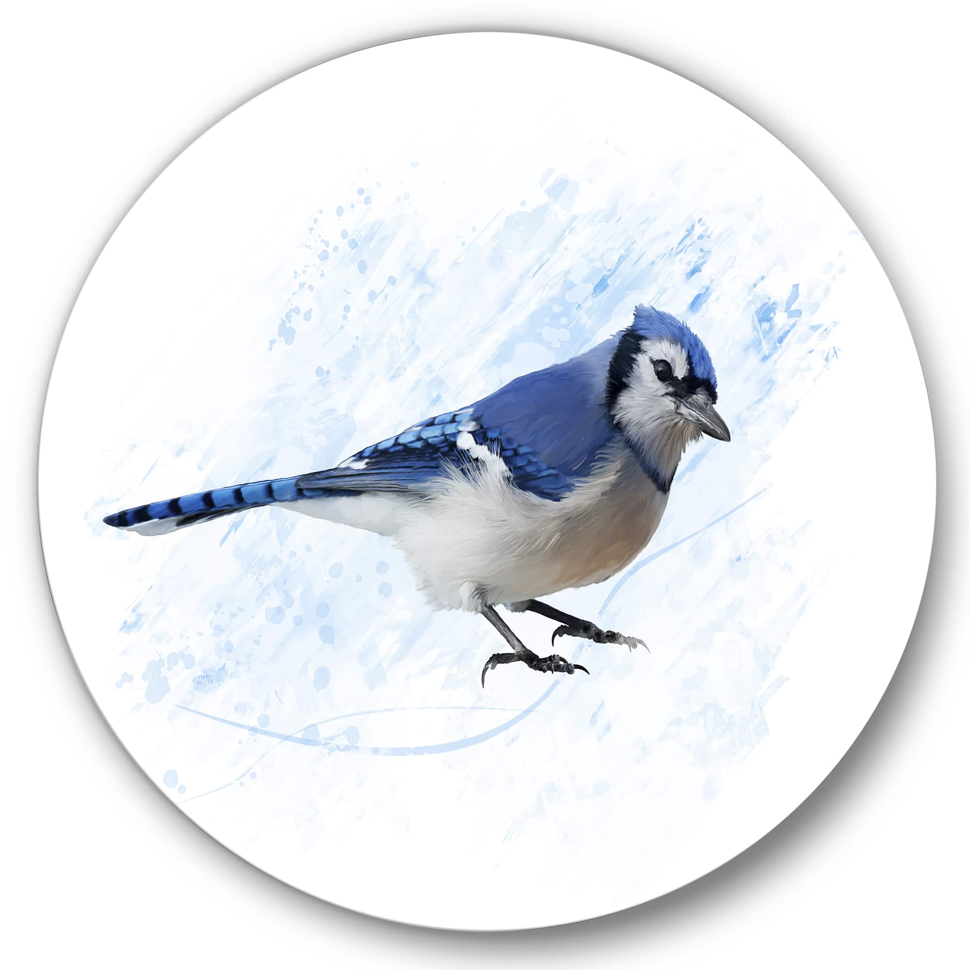 Designart - Vintage Blue Jay Bird - Traditional Metal Circle Wall Art