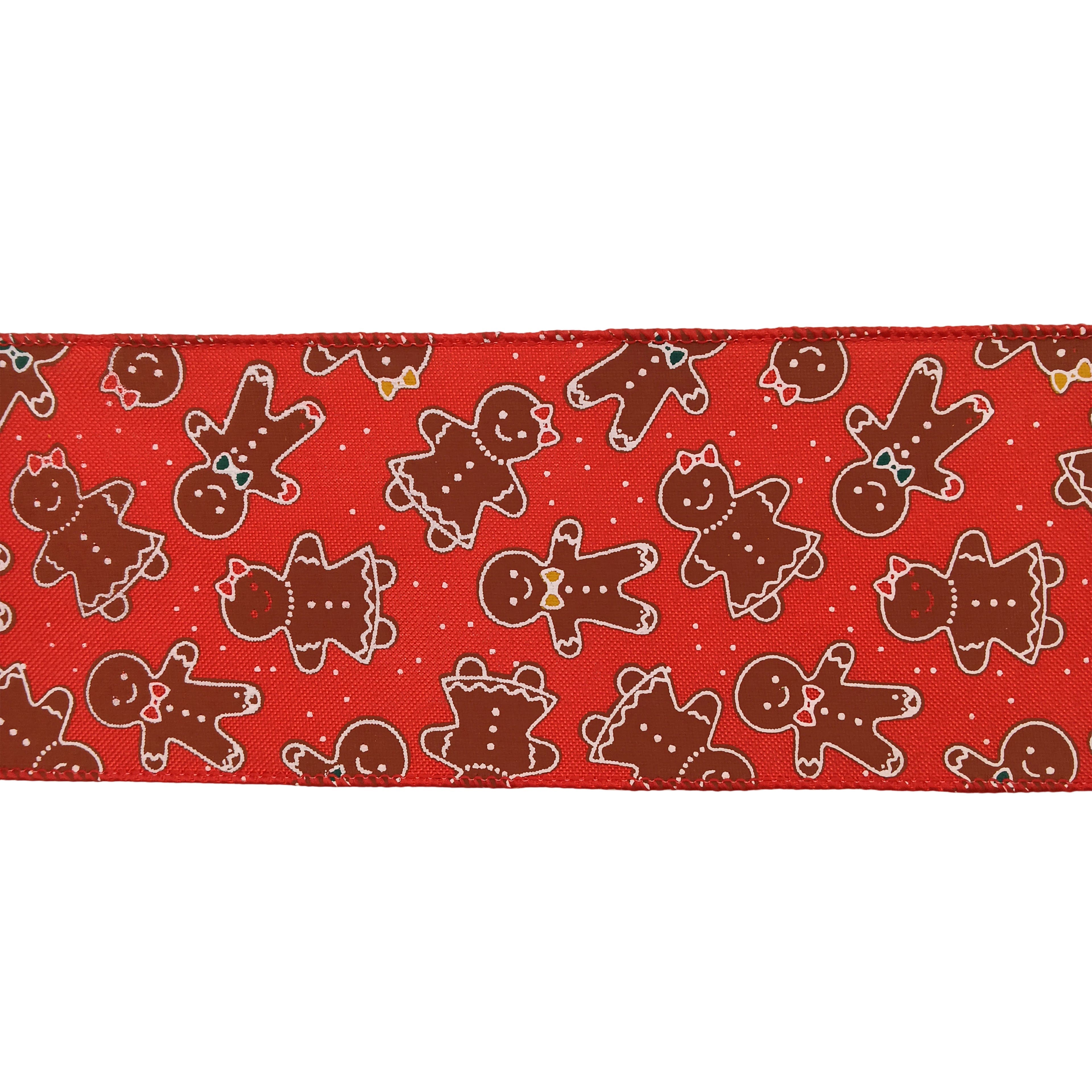 3.5" x 7yd. red Gingerbread Wired Ribbon by Celebrate It®