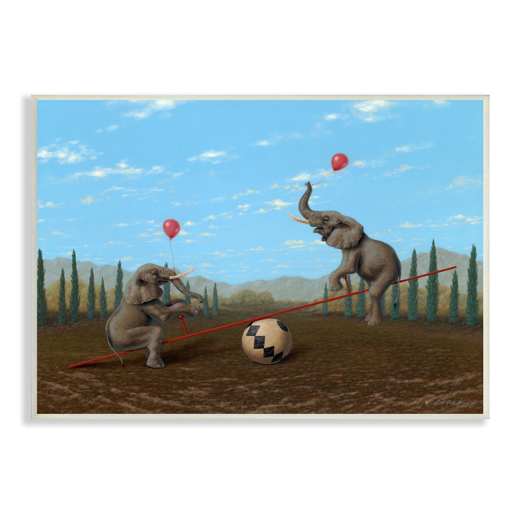 Stupell Industries Vintage Circus Elephant Balancing Ball Act Wall Plaque