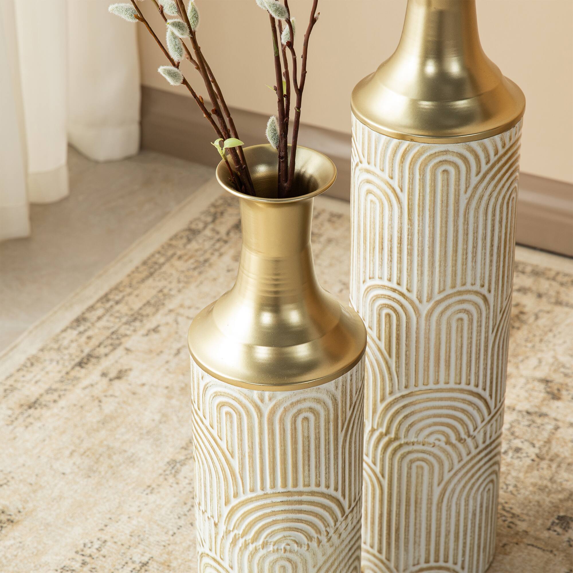 Glitzhome® Metal Modern Floor Vase Set