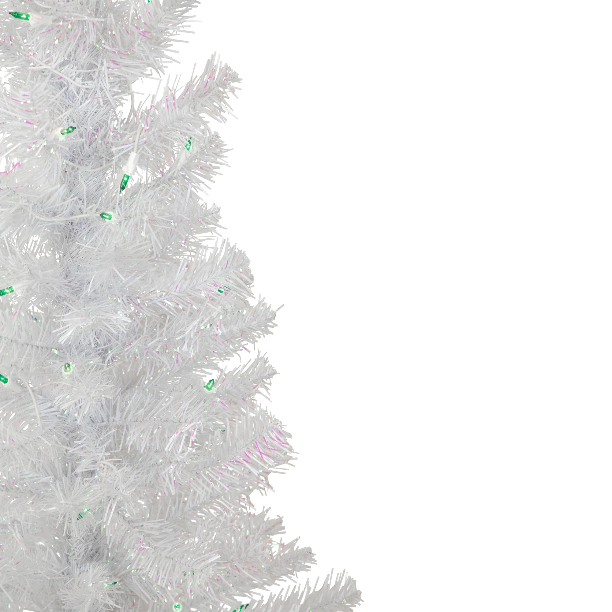 4ft. Pre-Lit White Rockport Pine Artificial Christmas Tree, Green Lights