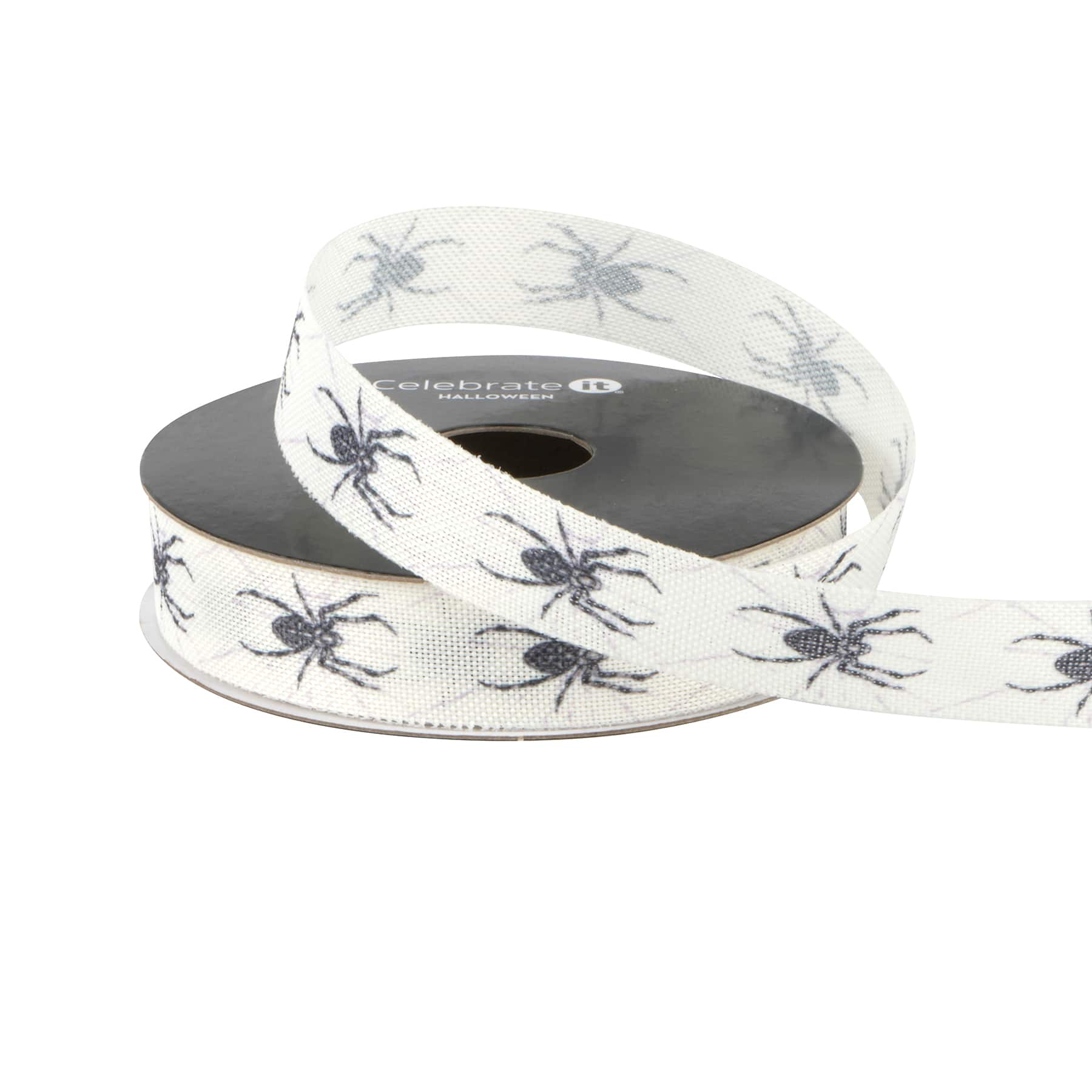 5/8" x 4yd. White & Black Spiders Ribbon by Celebrate It®