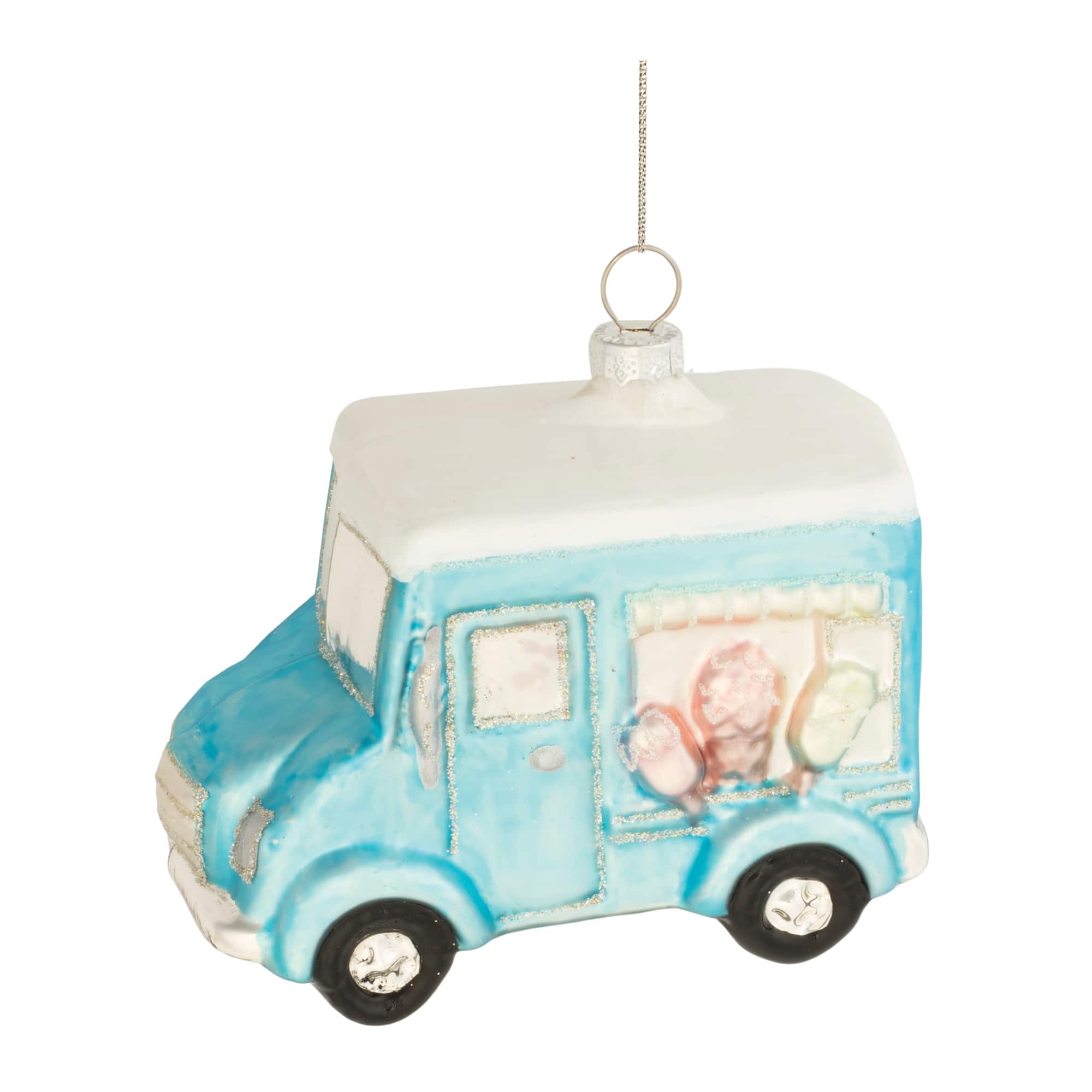 4" Glass Ice Cream Truck Ornaments, 12ct.