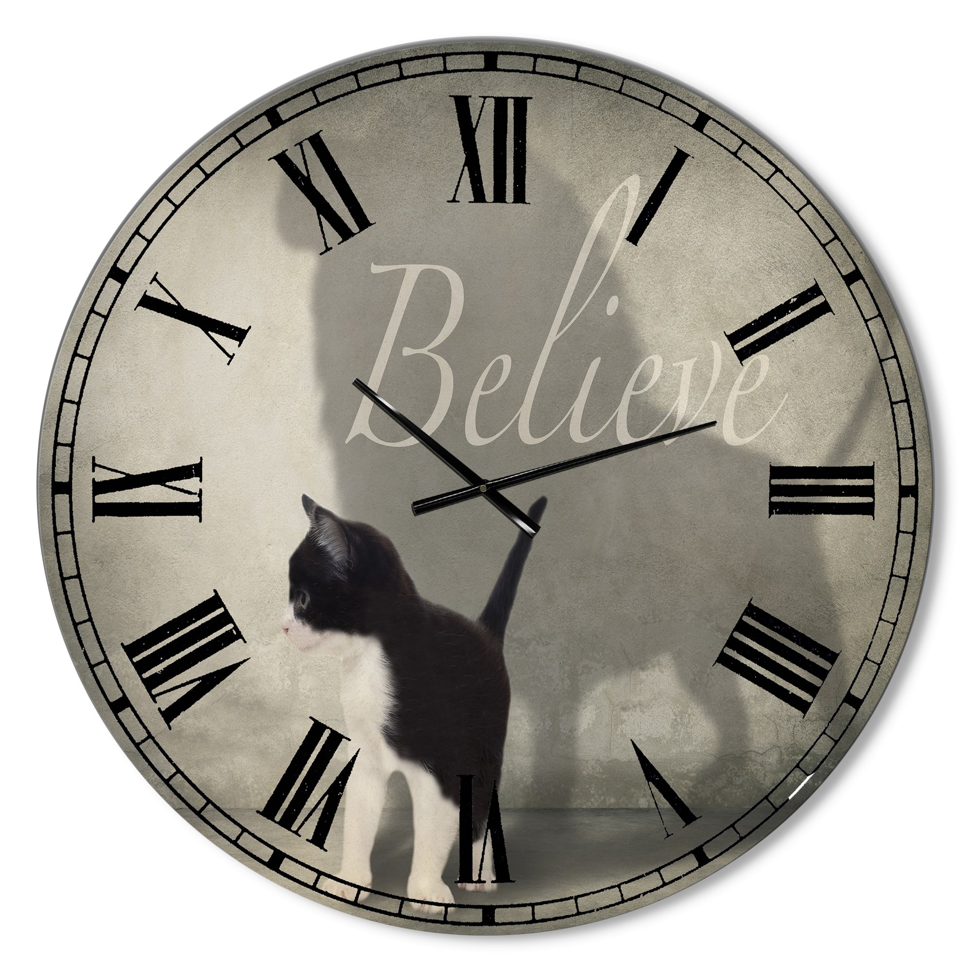 Designart 'Believe Shadow I Oversized Cottage Wall Clock