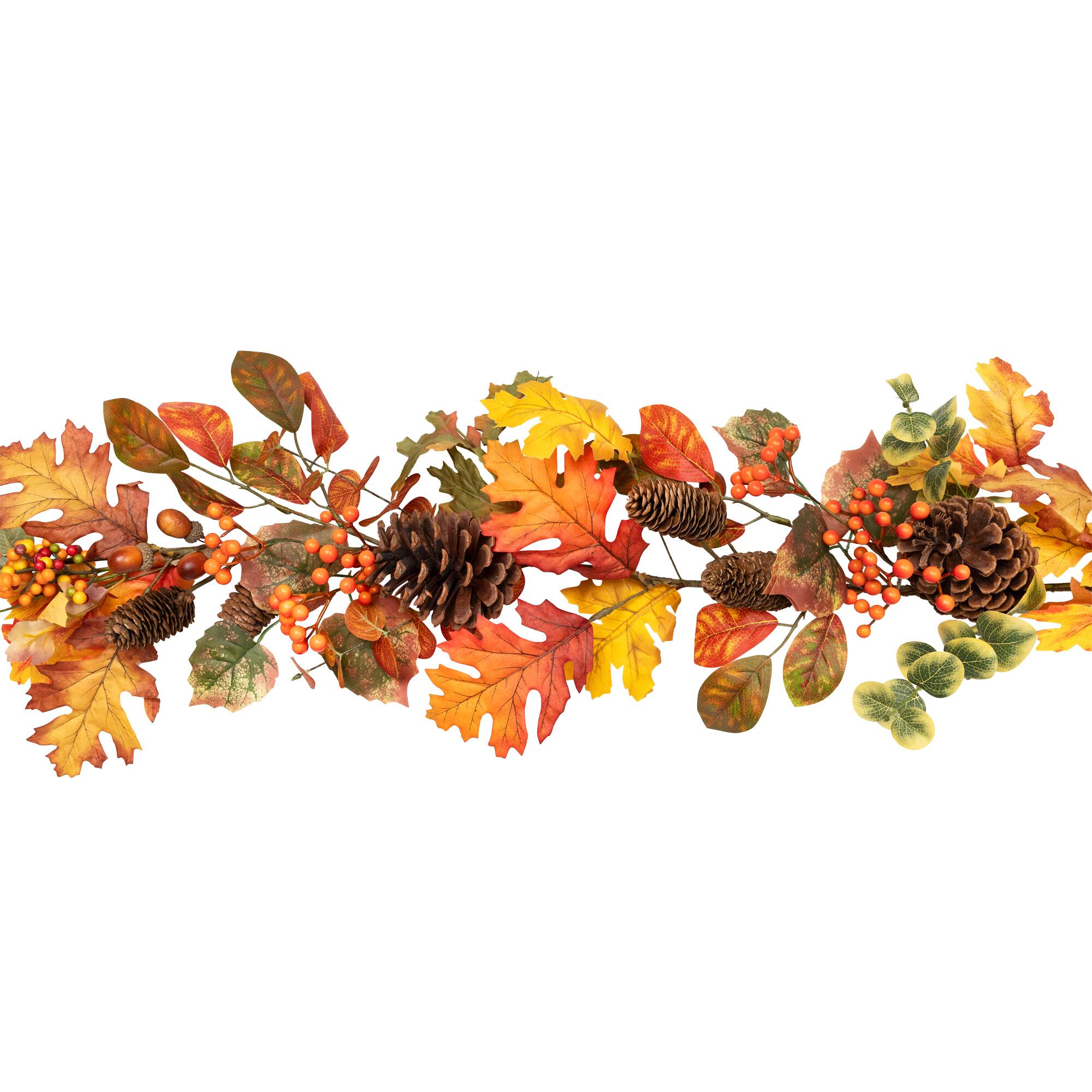 5ft. Unlit Autumn Leaves & Pinecone Fall Harvest Artificial Garland