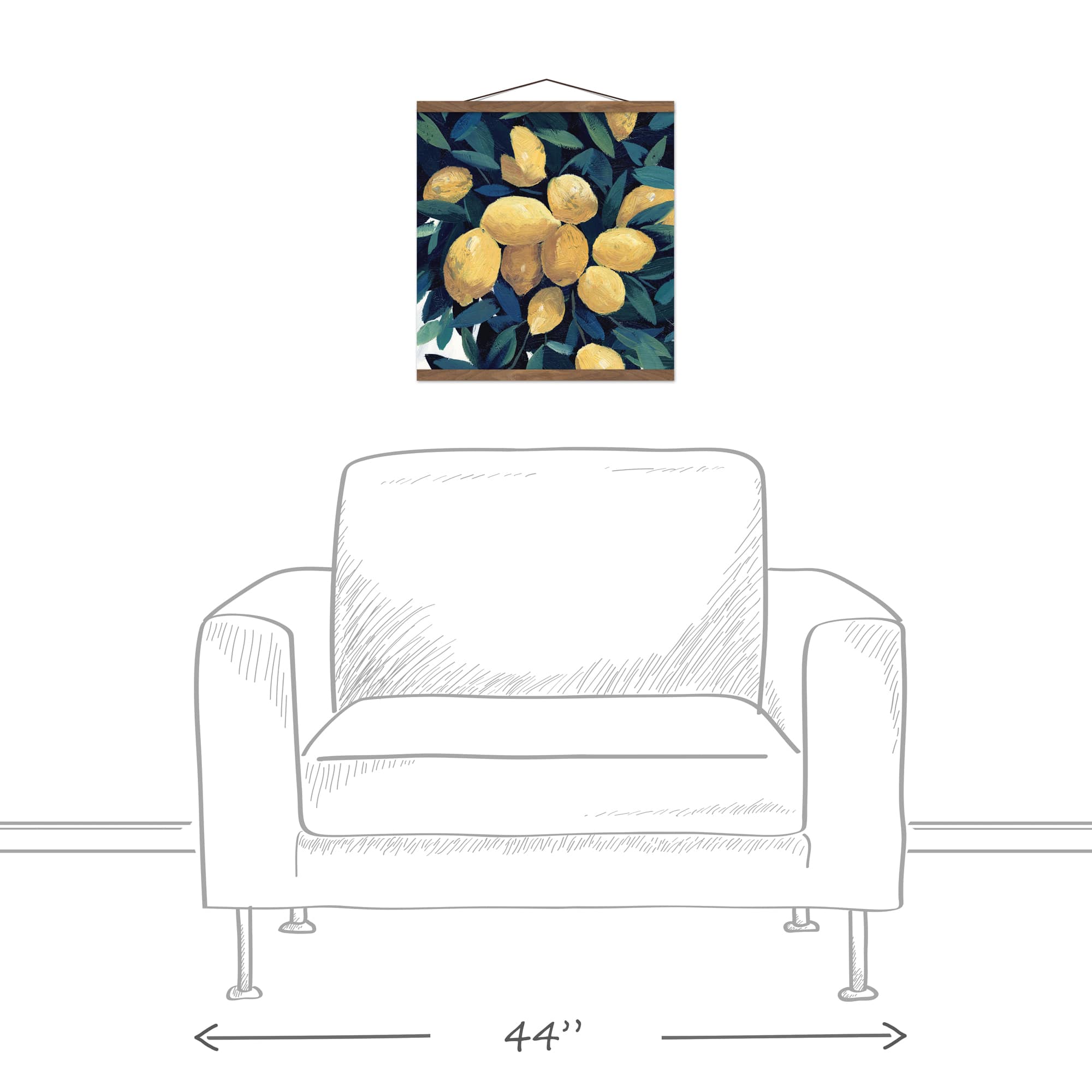 Lemon Tree Closeup Teak Hanging Canvas
