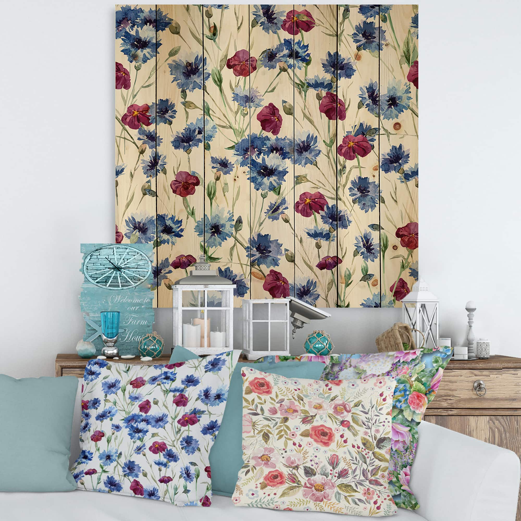 Designart - Blue and Red Wildflowers