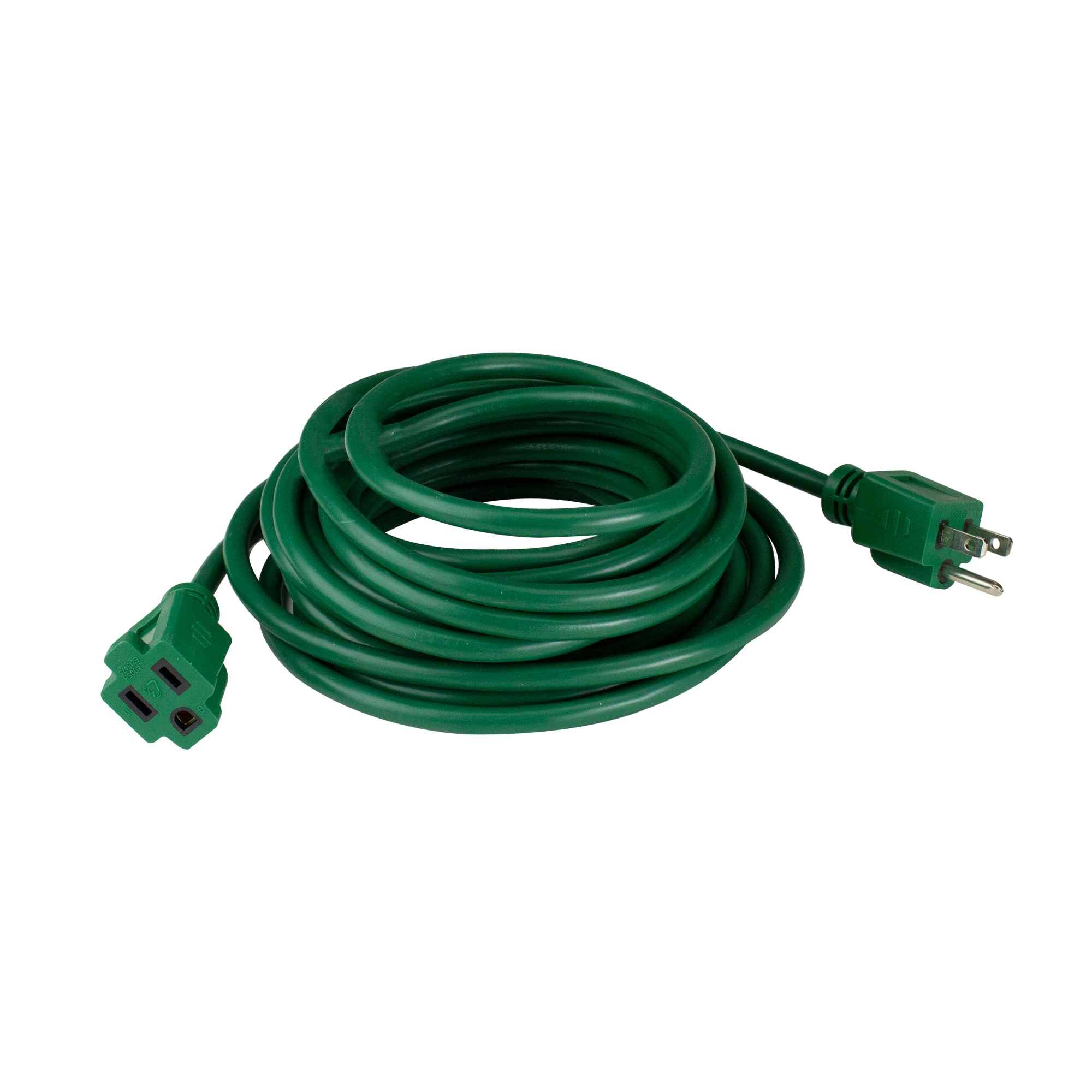 20' Green 3-Prong Outdoor Extension Power Cord with Outlet Block