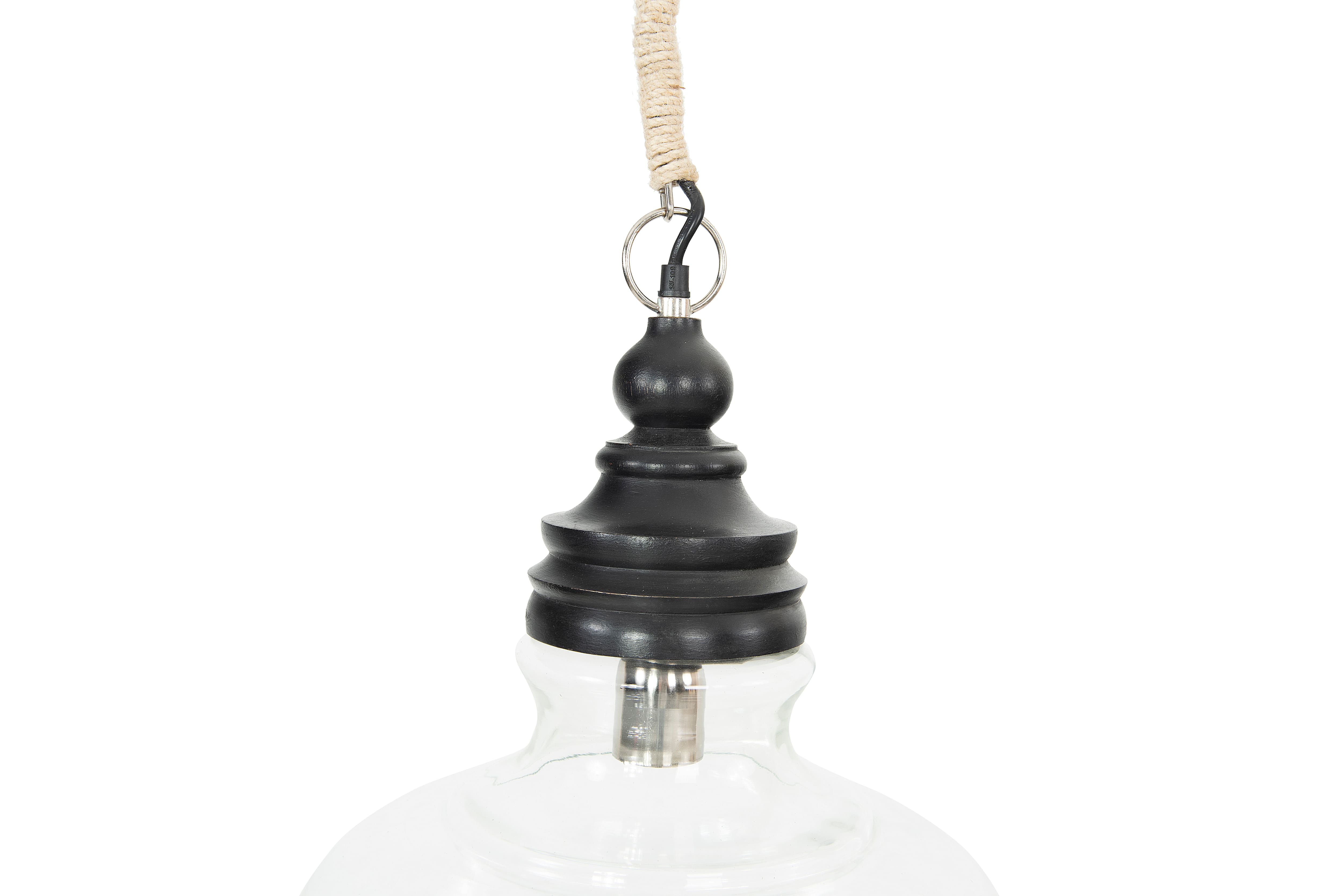 Hello Honey® 15" Glass & Mango Wood Pendant Light